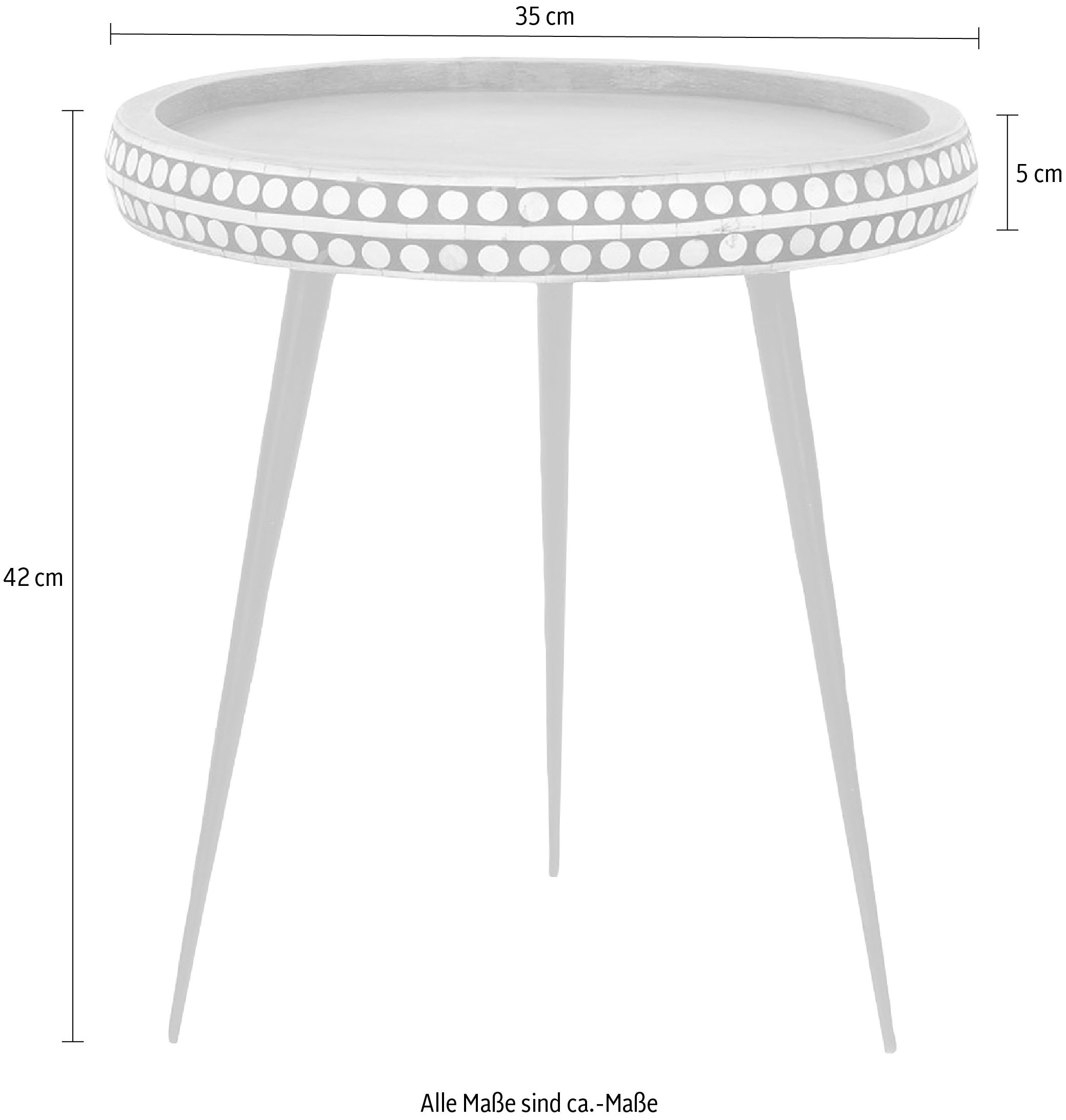 byLIVING Beistelltisch »Jana«, aus Massivholz, mit modernem Muster, Durchmesser 35 cm