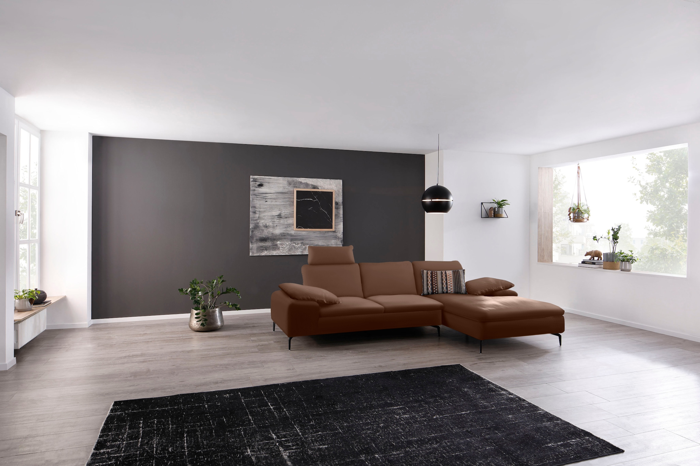 W.SCHILLIG Ecksofa »valentinoo, Designsofa, bequem, elegant und zeitlos, L-Form«, (Set), inklusive Hocker, mit Sitztiefenverstellung, Breite 299 cm