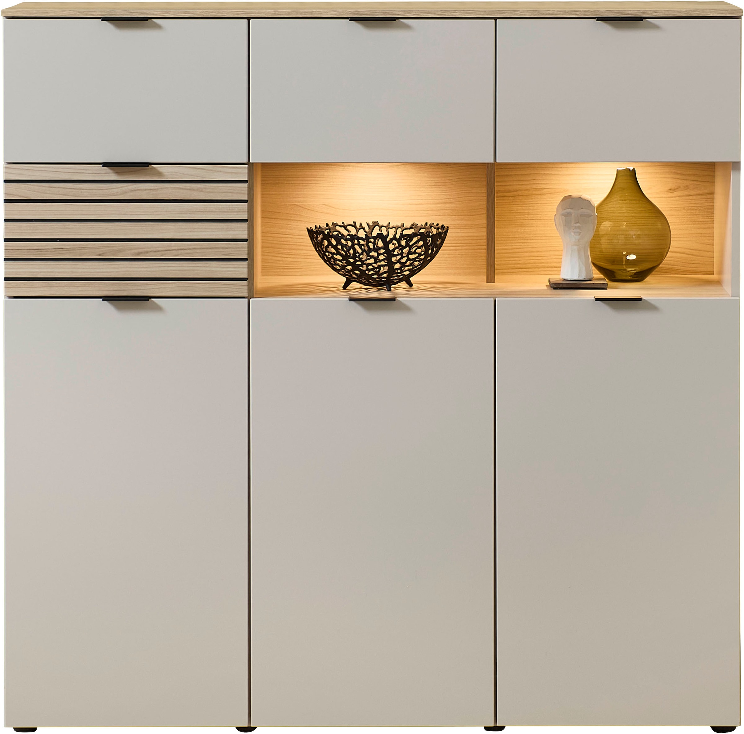 Innostyle Highboard »INA« 1 Stk. tlg. 3 türig, 4 Schubladen, inkl. Beleuchtung, Softclose