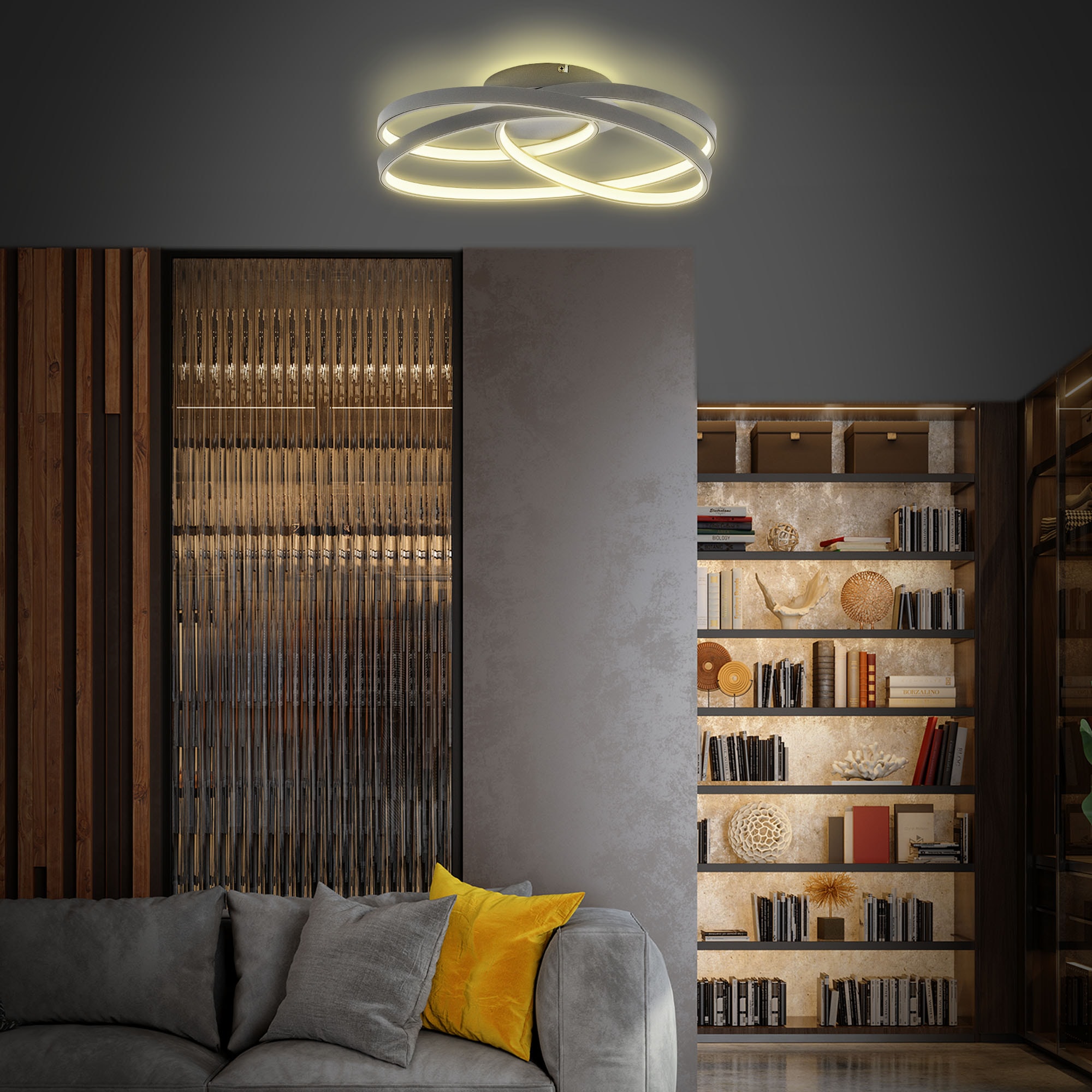 B.K.Licht LED Deckenleuchte »LED Frame-Deckenlampe, Ringleuchte, Silber, 3.000K«, 1 flammig, Leuchtmittel LED-Modul | LED fest integriert, 4.600lm, 35W, mit warmweißen Licht, IP20, B: 39,5cm
