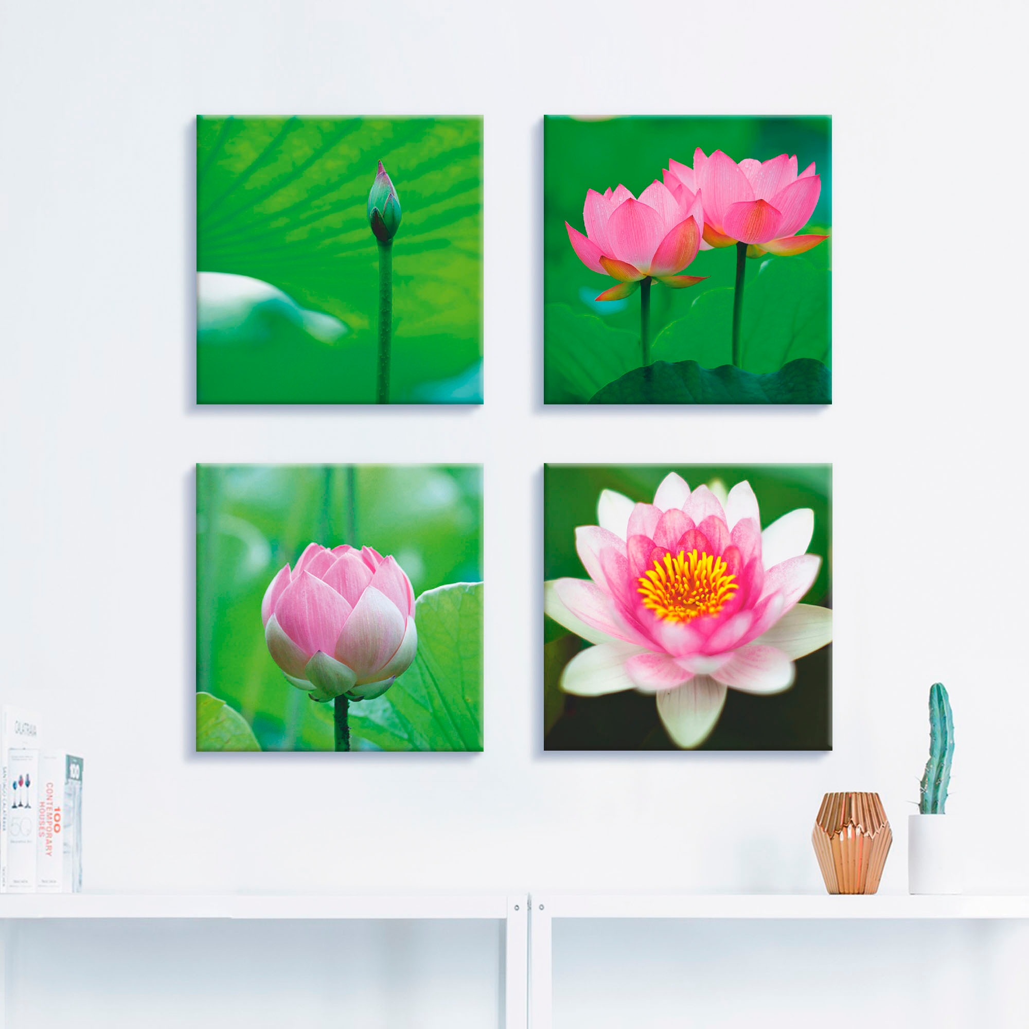 Artland Leinwandbild »Lotusblumen Motive«, Blumen, (4 St.), 4er Set, versch günstig online kaufen