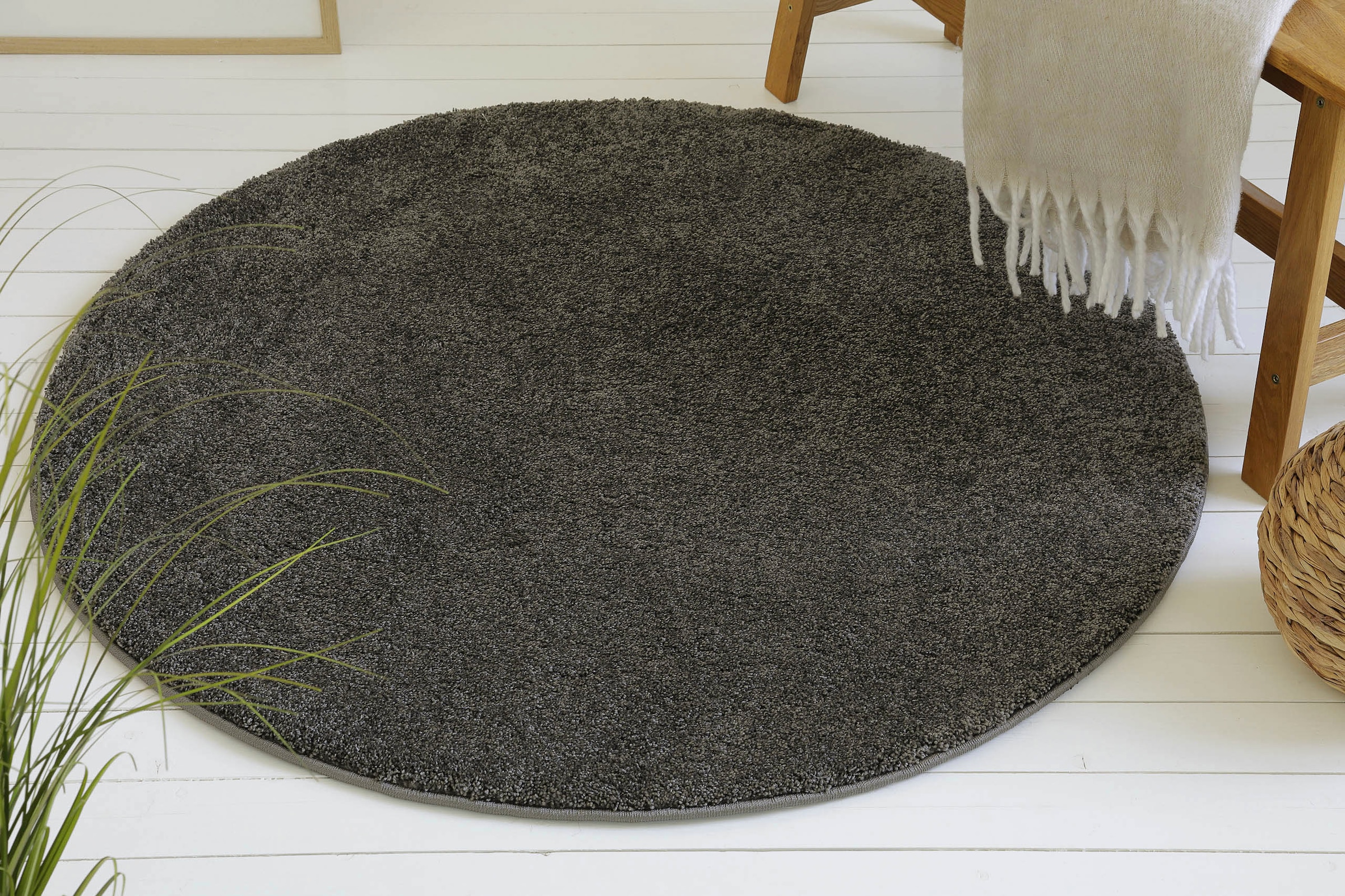 OTTO home Hochflor-Teppich »Yvaine«, rund, 25 mm Höhe, Langflor, Shaggy, di günstig online kaufen