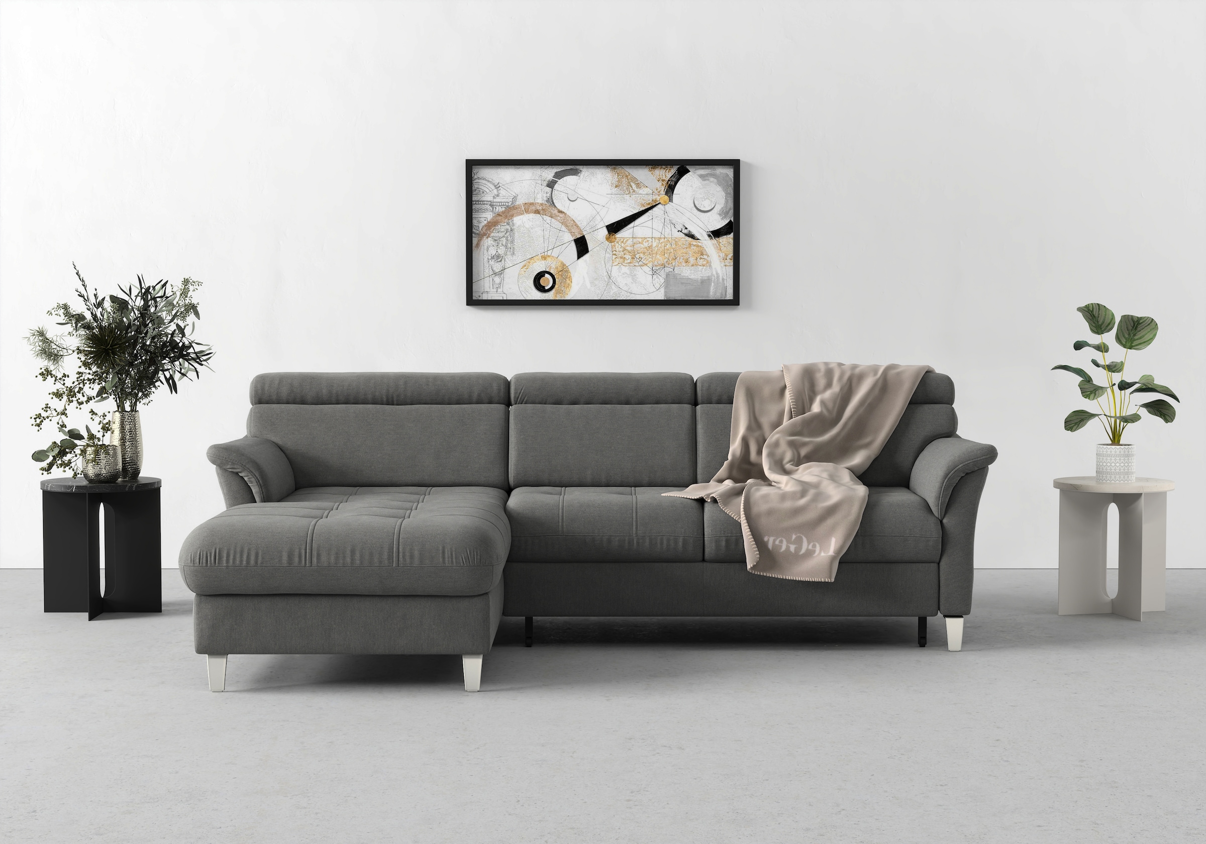 sit&more Ecksofa »Marano L-Form«, inklusive Kopfteilverstellung, wahlweise mit Bettfunktion, Bettkasten