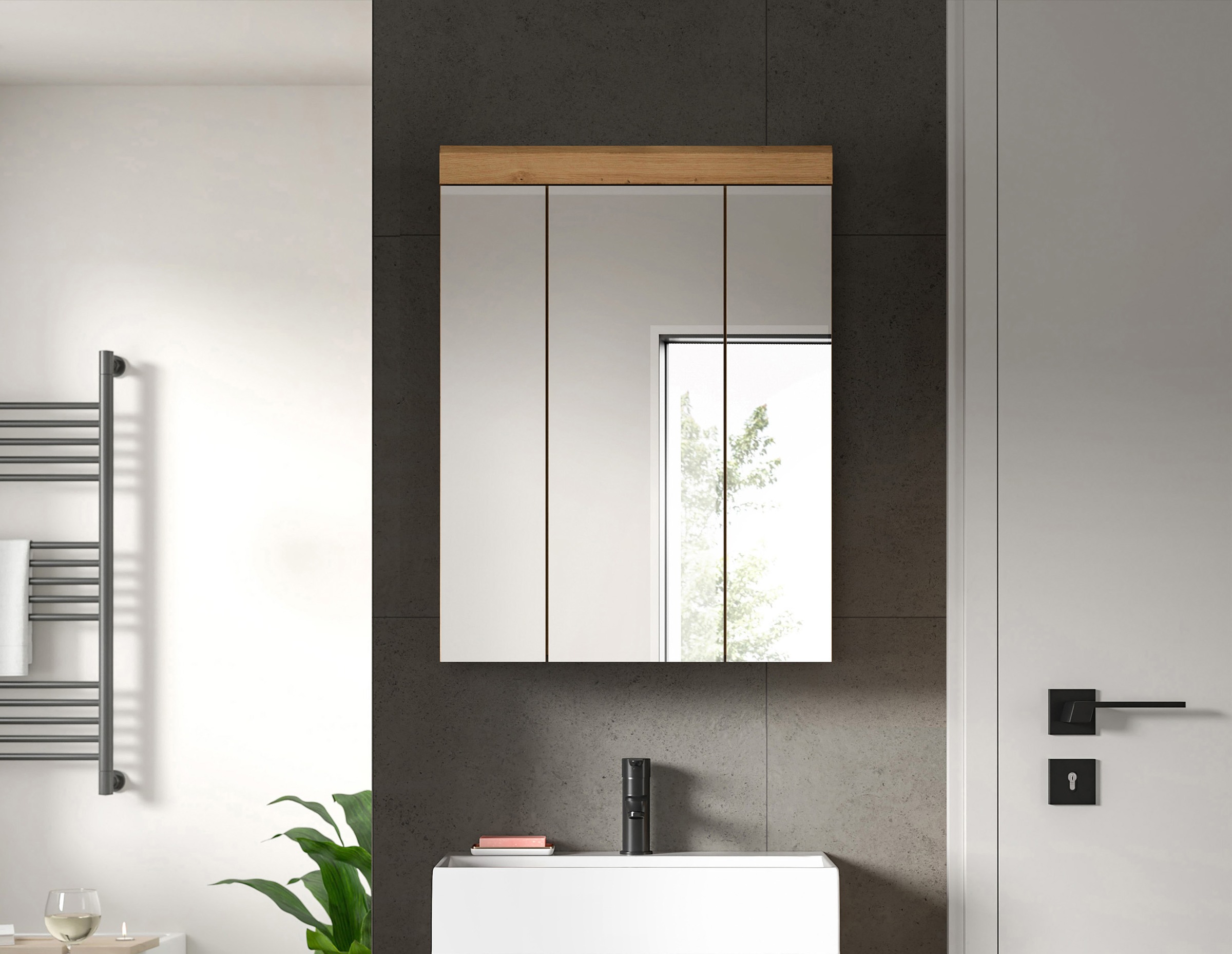 INOSIGN Badezimmerspiegelschrank »Siena, Breite 60cm, 3 Spiegeltüren, 9 Fäc günstig online kaufen