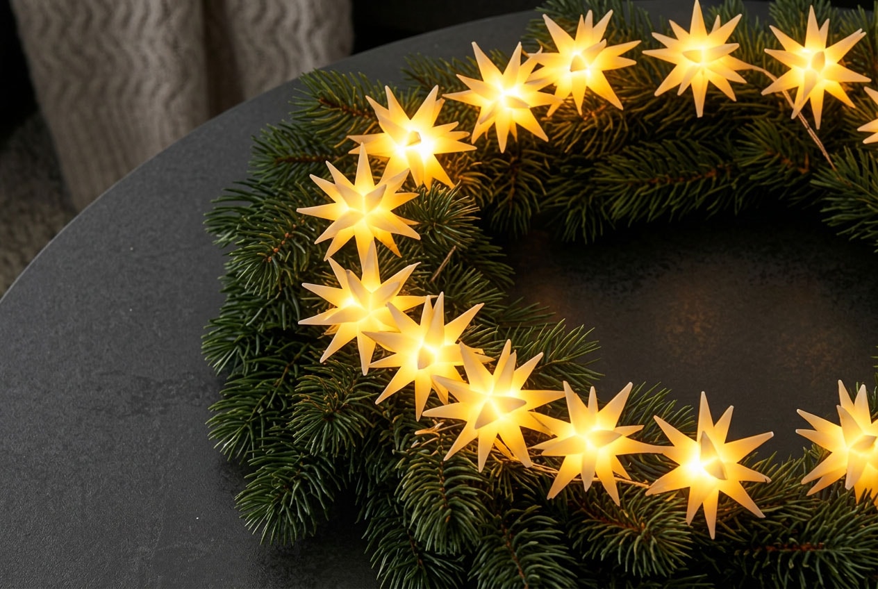 OTTO home LED-Lichterkette »Lorrin, mit 15 weißen Sternen (Ø 6,5 cm)« 15 Stk.-flammig mit praktischem 6/18h Timer