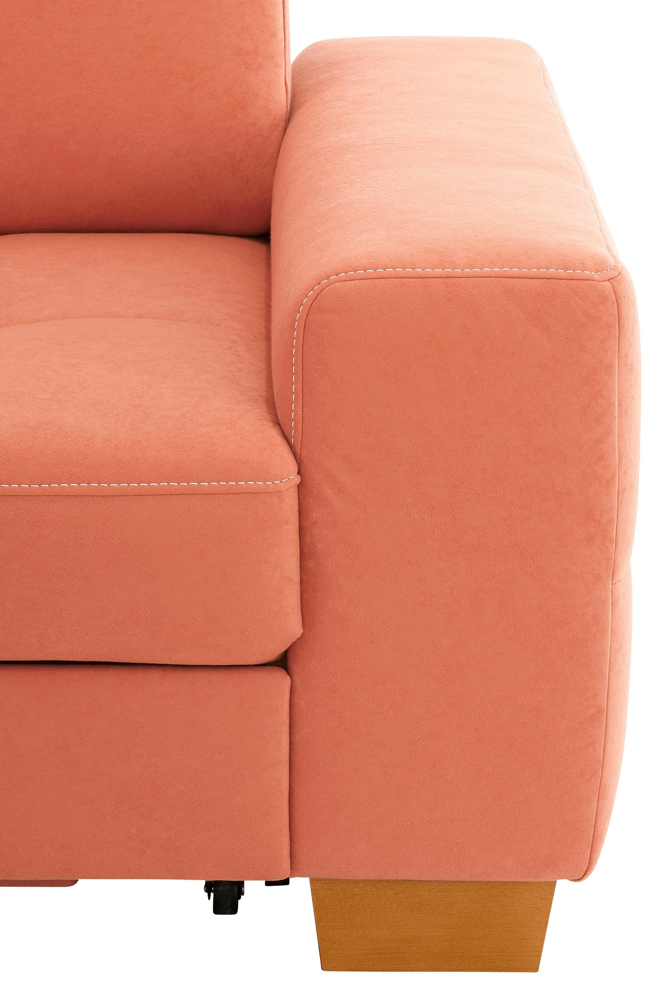 Home affaire Ecksofa »Puccini L-Form«, mit Federkern, Sitztiefenverstellung, Kontrastnaht