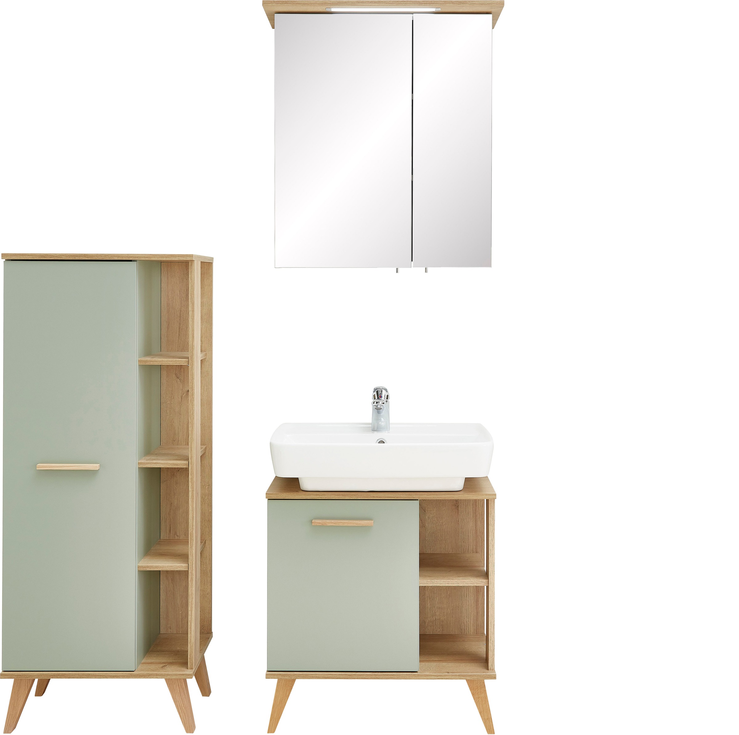 Saphir Badmöbel-Set »Quickset 3-teilig, Waschbeckenunterschrank mit LED-Spi günstig online kaufen