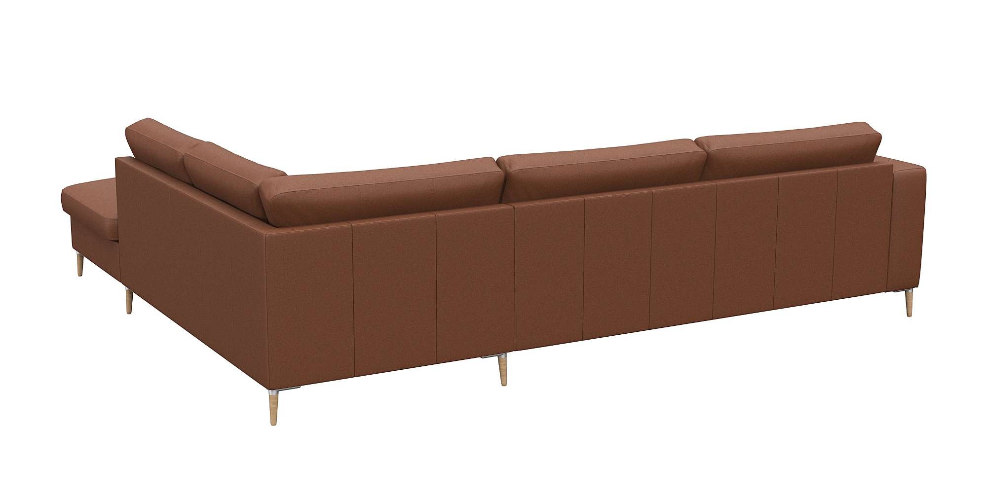 FLEXLUX Ecksofa »Fiore, Sitzaufbau mit hochwertigem Kaltschaum für mehr Sitzkomfort«, breite Armlehnen, L-Form, Füße Alu/Eiche