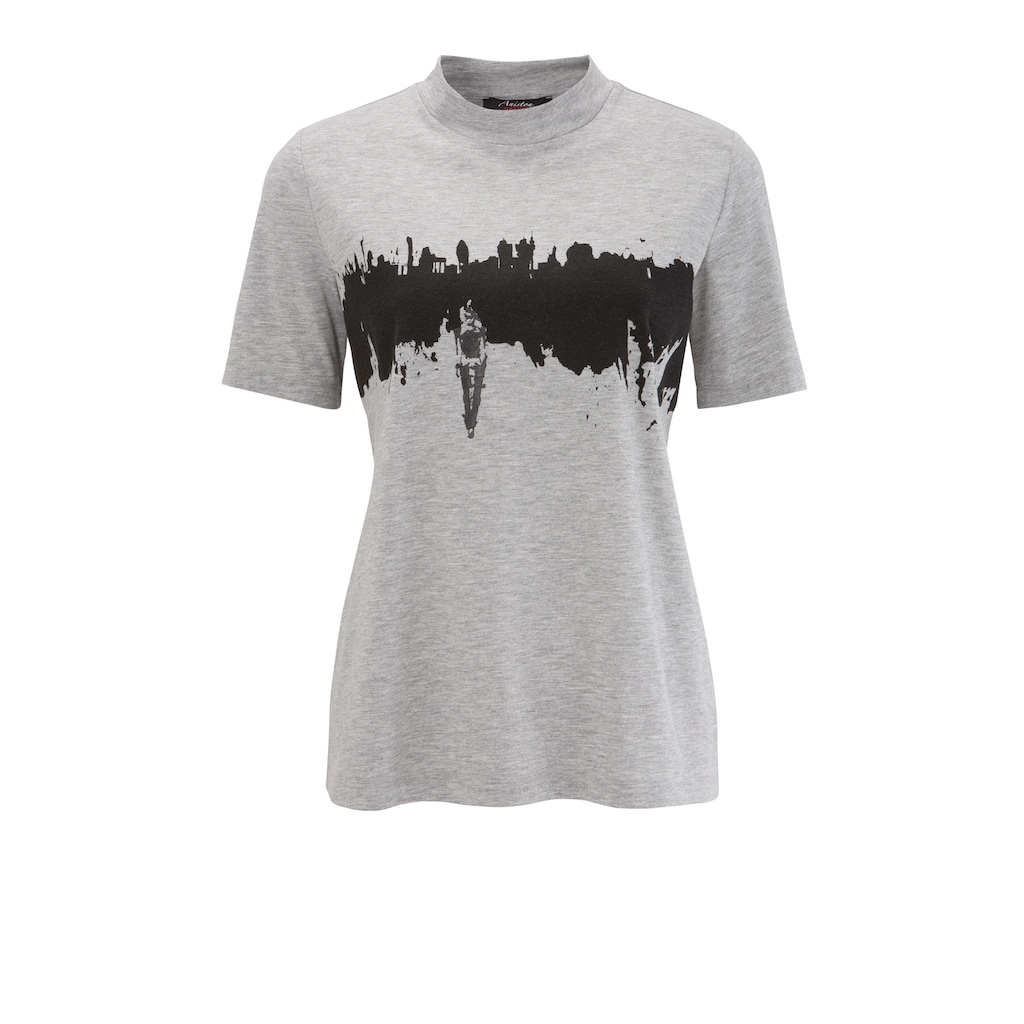 Aniston CASUAL T-Shirt, mit Frau vor Skyline bedruckt
