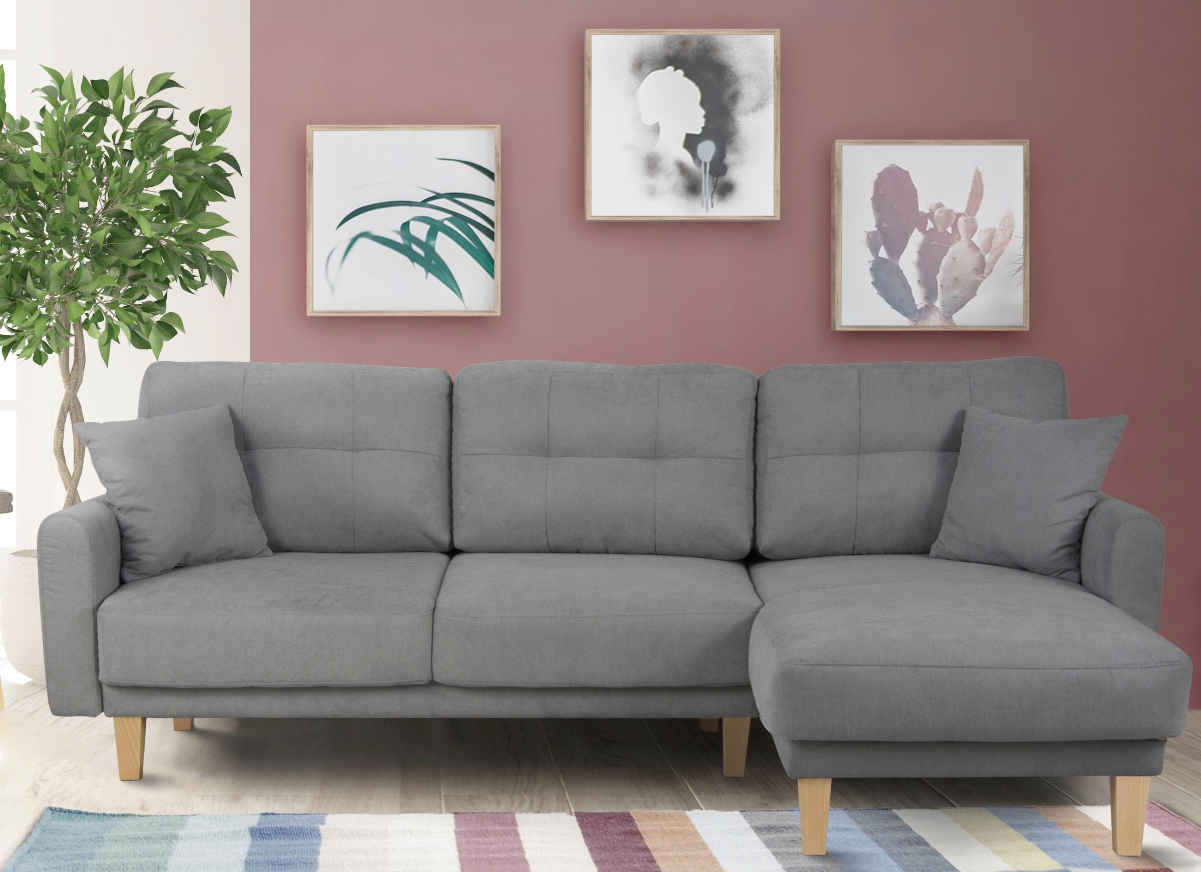 Home affaire Ecksofa »TRIPLO optionale Schlafsofa mit Bettkasten, Maße B/T/H: 234/164/89 cm« L-Form wahlweise mit Bettfunktion - Liegefläche 132x210 cm