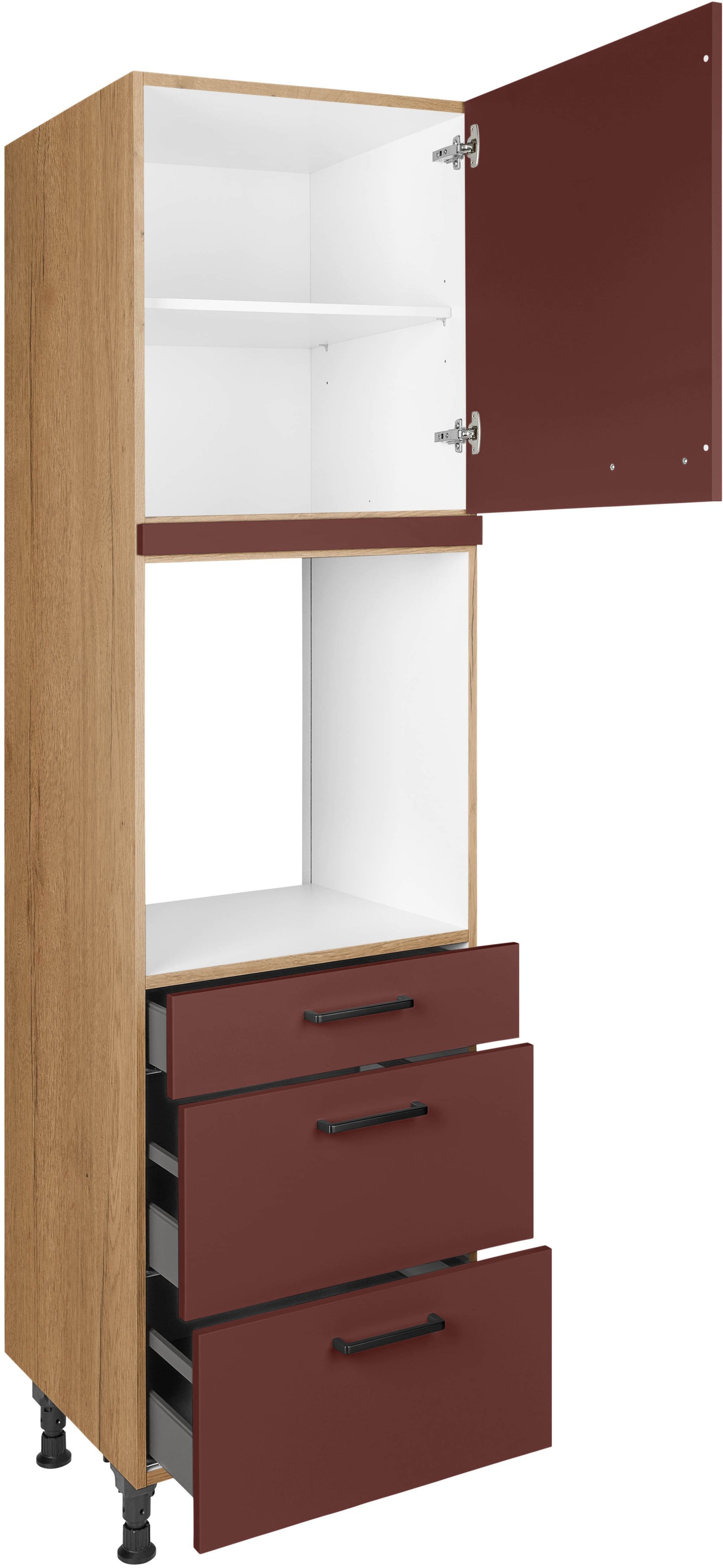 nobilia® Backofenumbauschrank »"Easytouch", Ausrichtung wählbar, mit Schublade und zwei Auszügen und«, einer Tür, vormontiert, Breite/Höhe: 60/216,6 cm