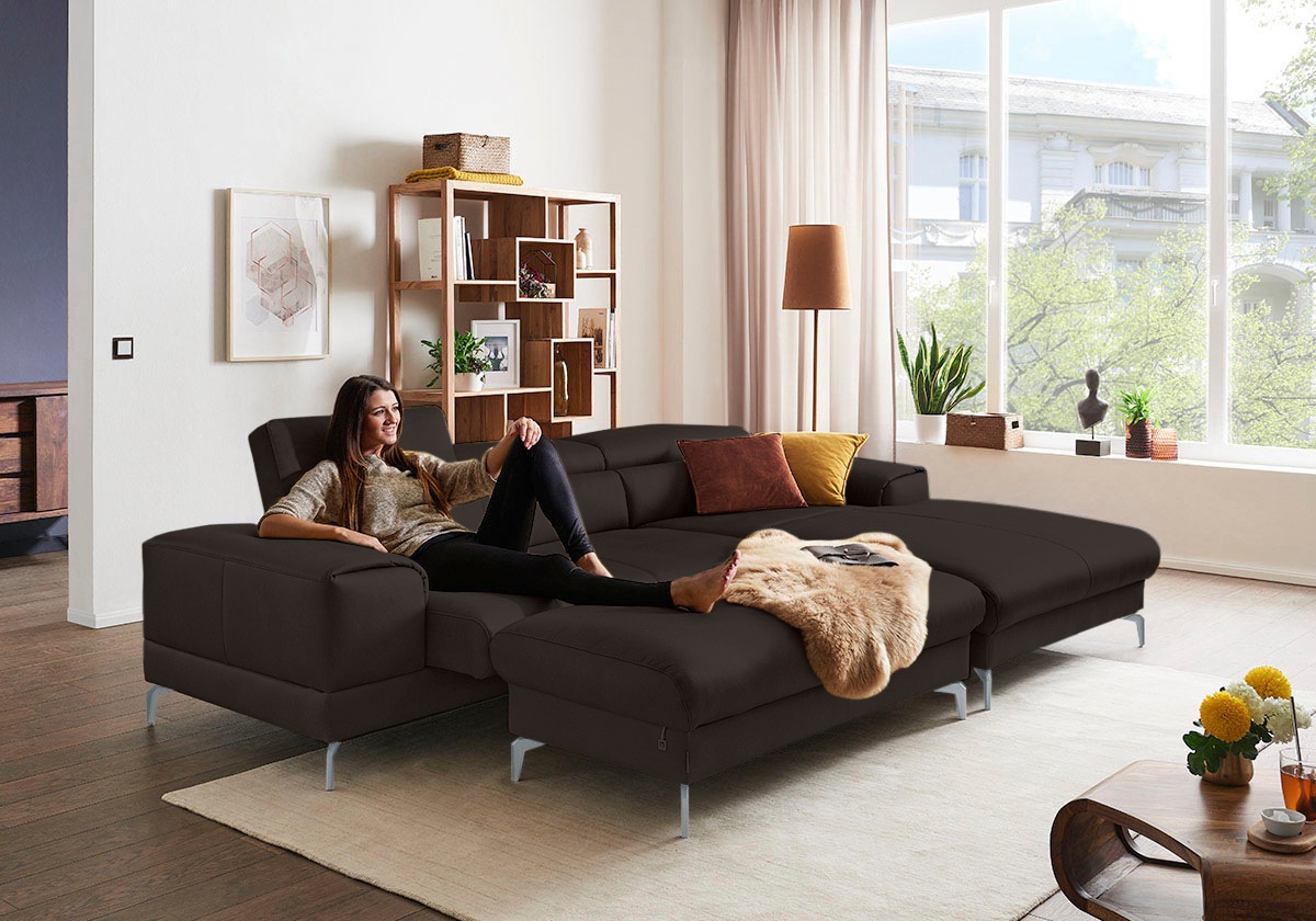 W.SCHILLIG Polsterhocker »piedroo, Designsofa mit tollem Sitzkomfort, bequem, L-Form«, Füße in Silber matt