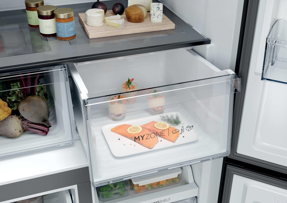 Haier Kühl-/Gefrierkombination Cube 90 »HCR39F19ENPT« 190,5 cm hoch 90,8 cm breit Humidity Zone: Obst, Gemüse und Salat 2x länger frisch halten