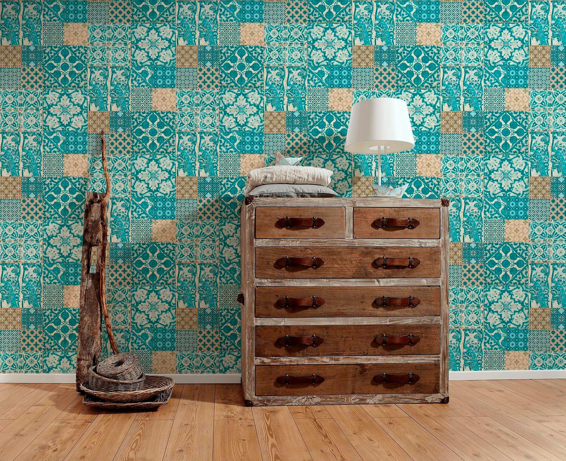 living walls Vliestapete »Metropolitan Stories Anke & Daan Amsterdam« Motiv | Strukturmuster | gemustert leicht strukturiert Landhaus Tapete Fliesen Tapeten Wohnzimmer Schlafzimmer Küche Design