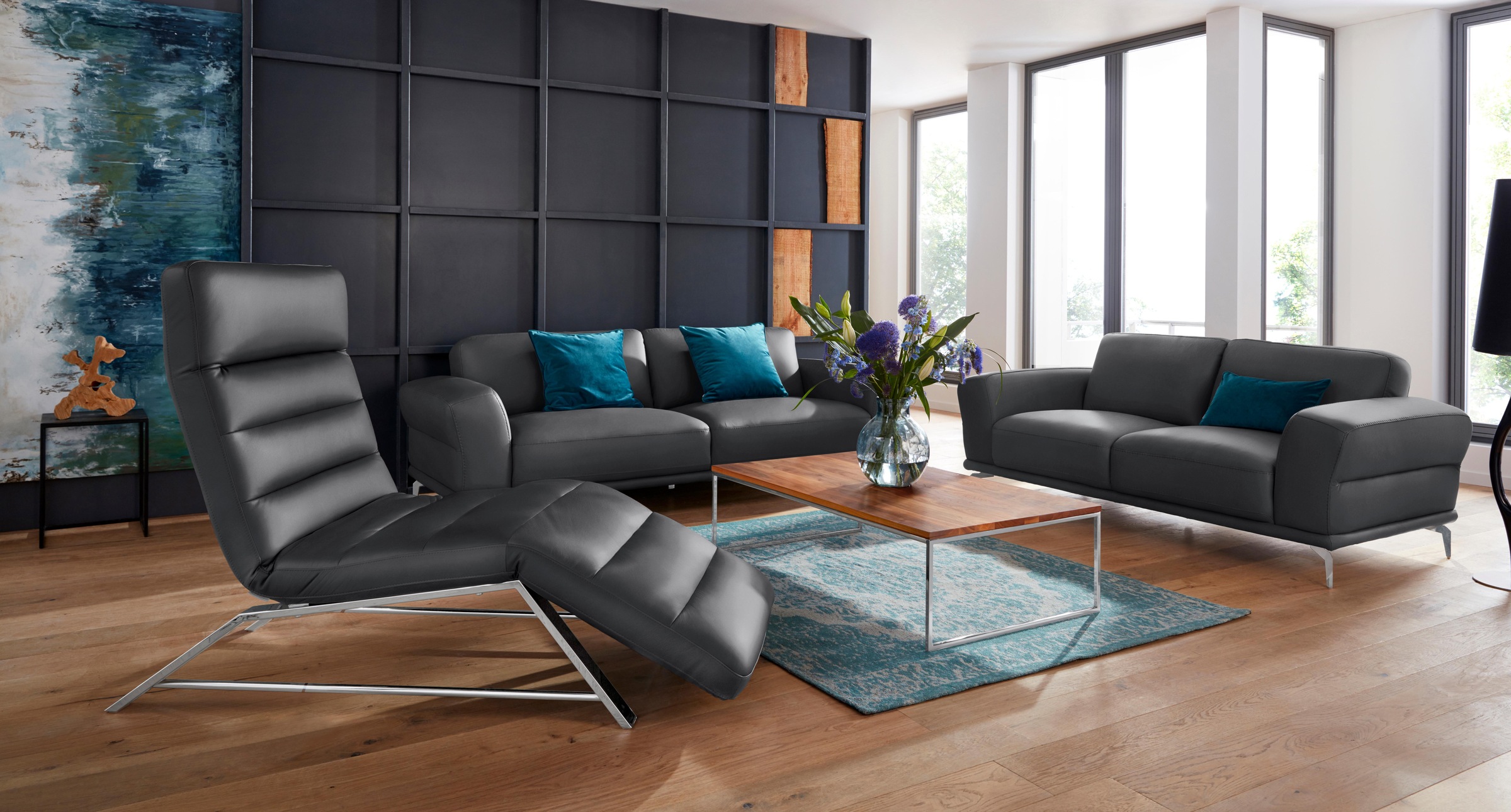 W.SCHILLIG 2-Sitzer »montanaa«, mit Metallfüßen in Chrom glänzend, Breite 192 cm