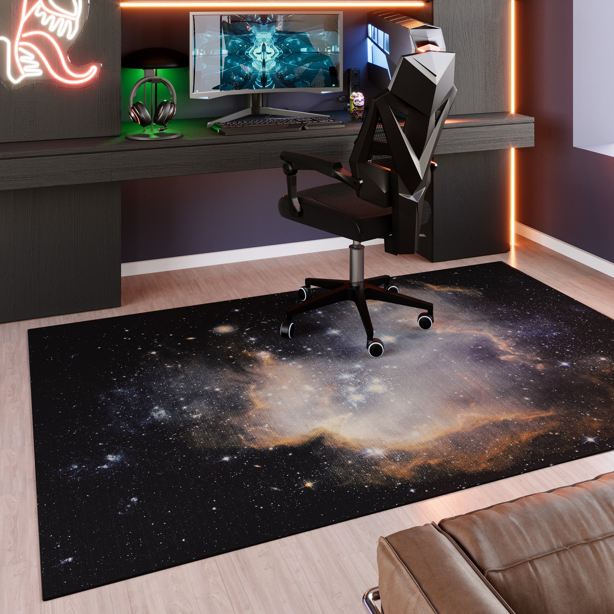 Wecon home Teppich »Galactic Glow«, rechteckig, 5 mm Höhe, Gamer Teppich, g günstig online kaufen
