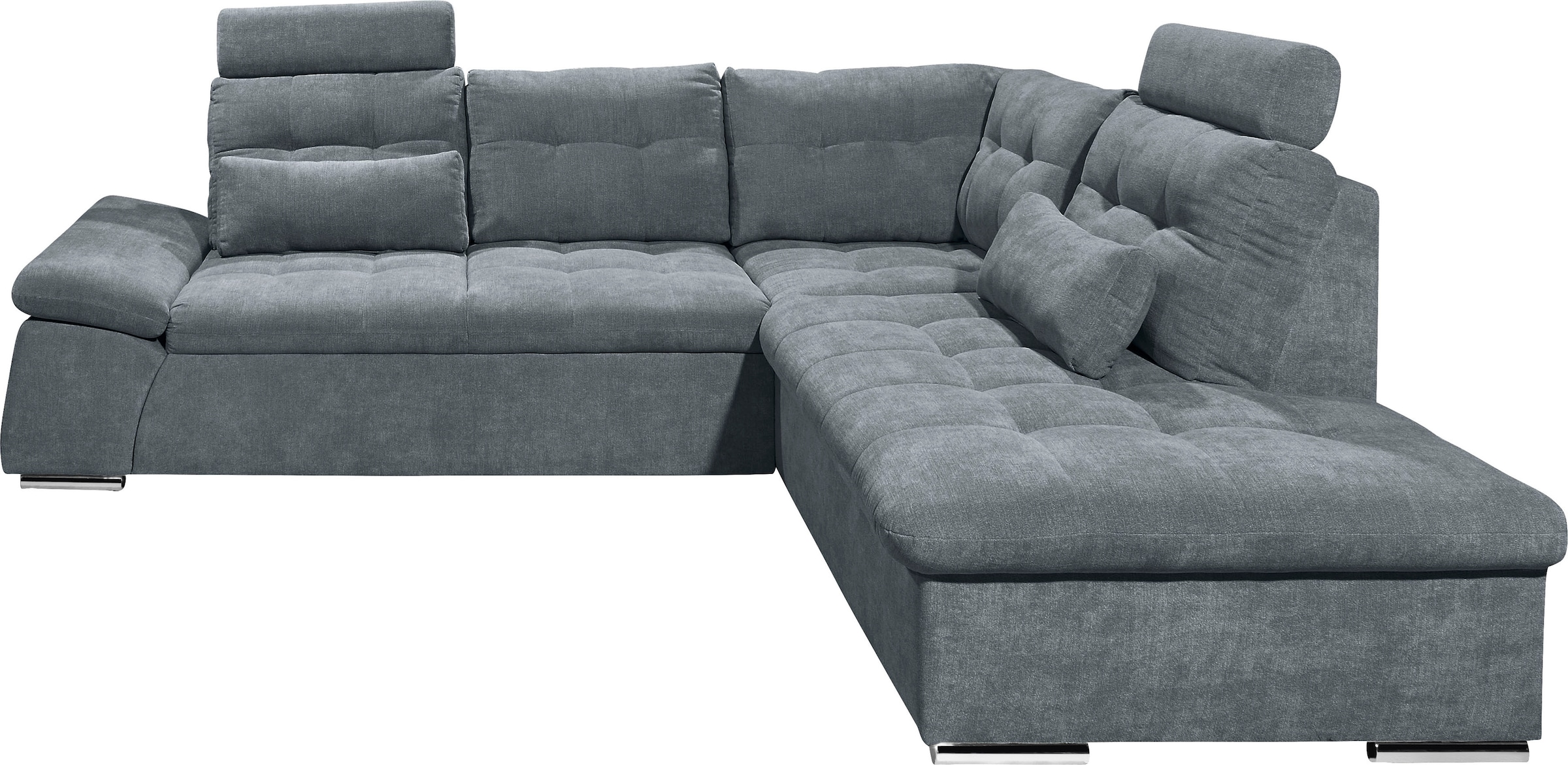 ED EXCITING DESIGN Ecksofa »Nalo L-Form«, mit Bettfunktion, Armteilverstellung, Kopfstützen & 2 Nierenkissen