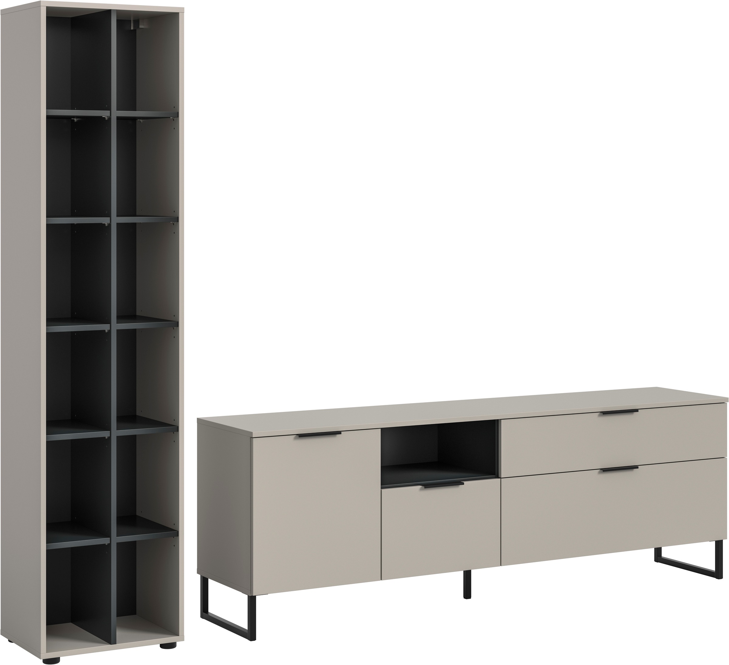INOSIGN Wohnwand »ADIO, Breite 245 cm, 2-teiliges Set, mit Metall-Kufenfüße günstig online kaufen