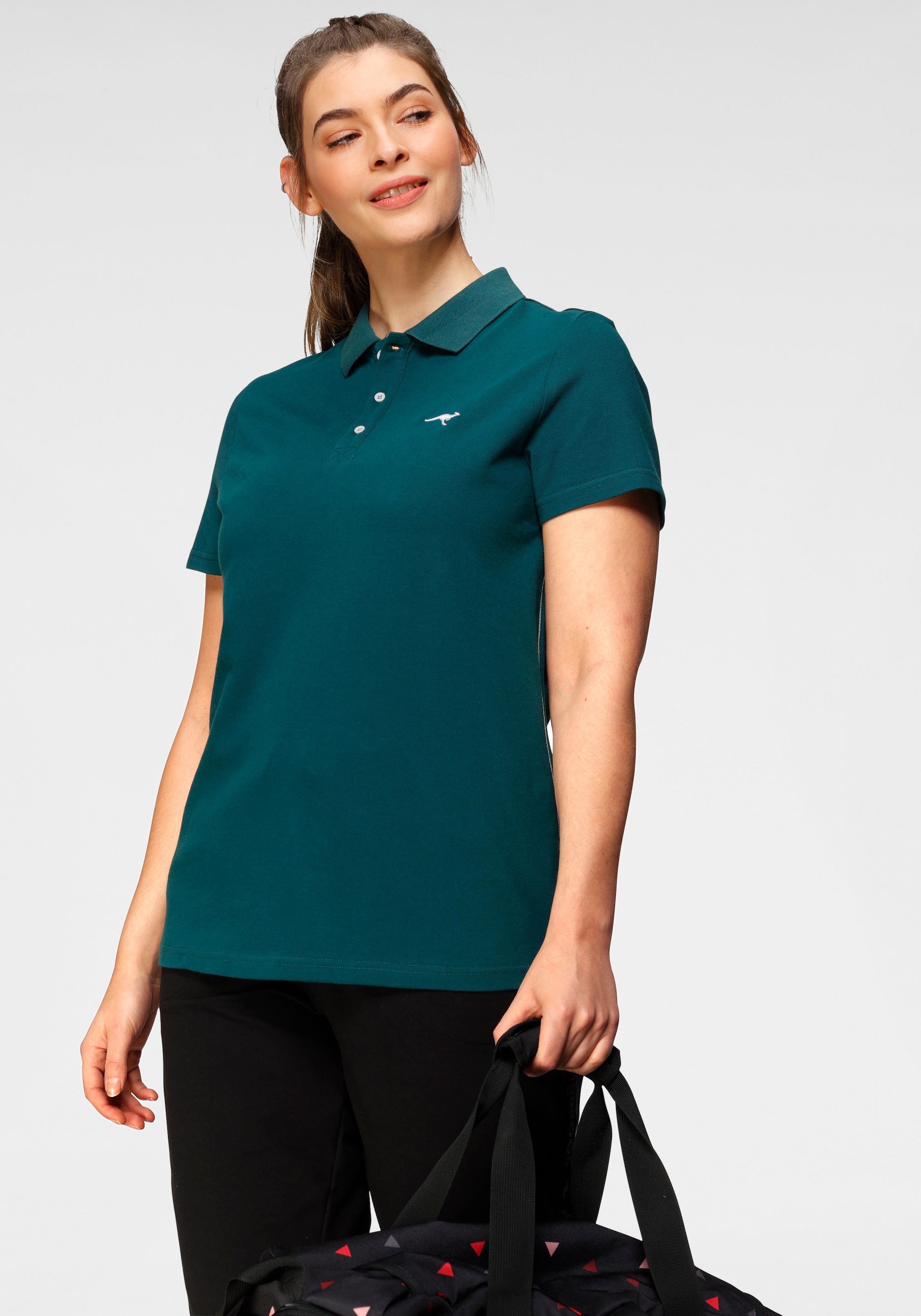 KangaROOS Poloshirt Kurzarm,  unifarben,  Polokragen,  aus Baumwolle, große Größen