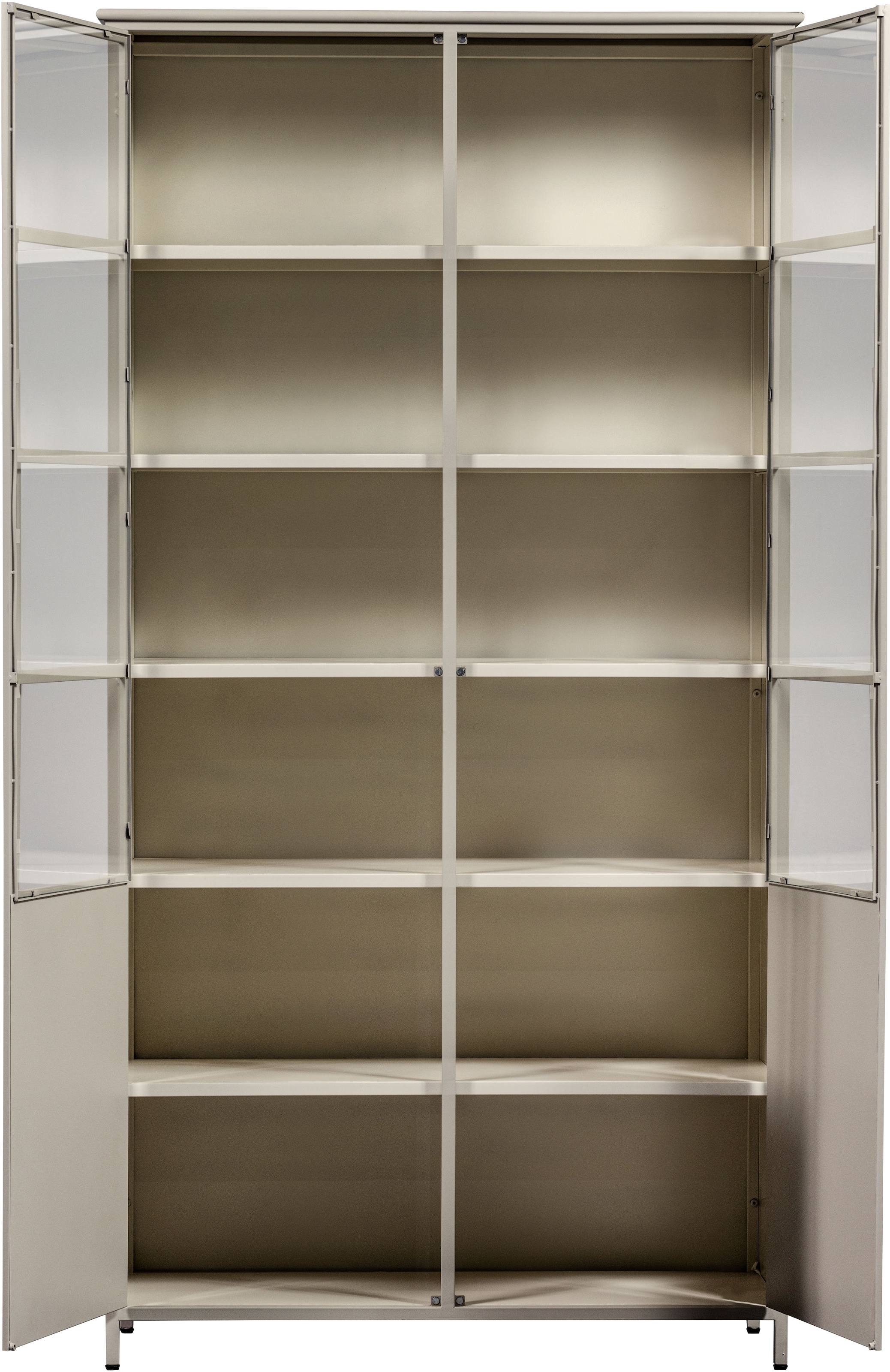 WOOOD Vitrine »EXHIBIT XL mit 2 Glastüren  METALL« Die Vitrine Exhibit aus mattem Metall bietet 5 robuste Einlegeböden.