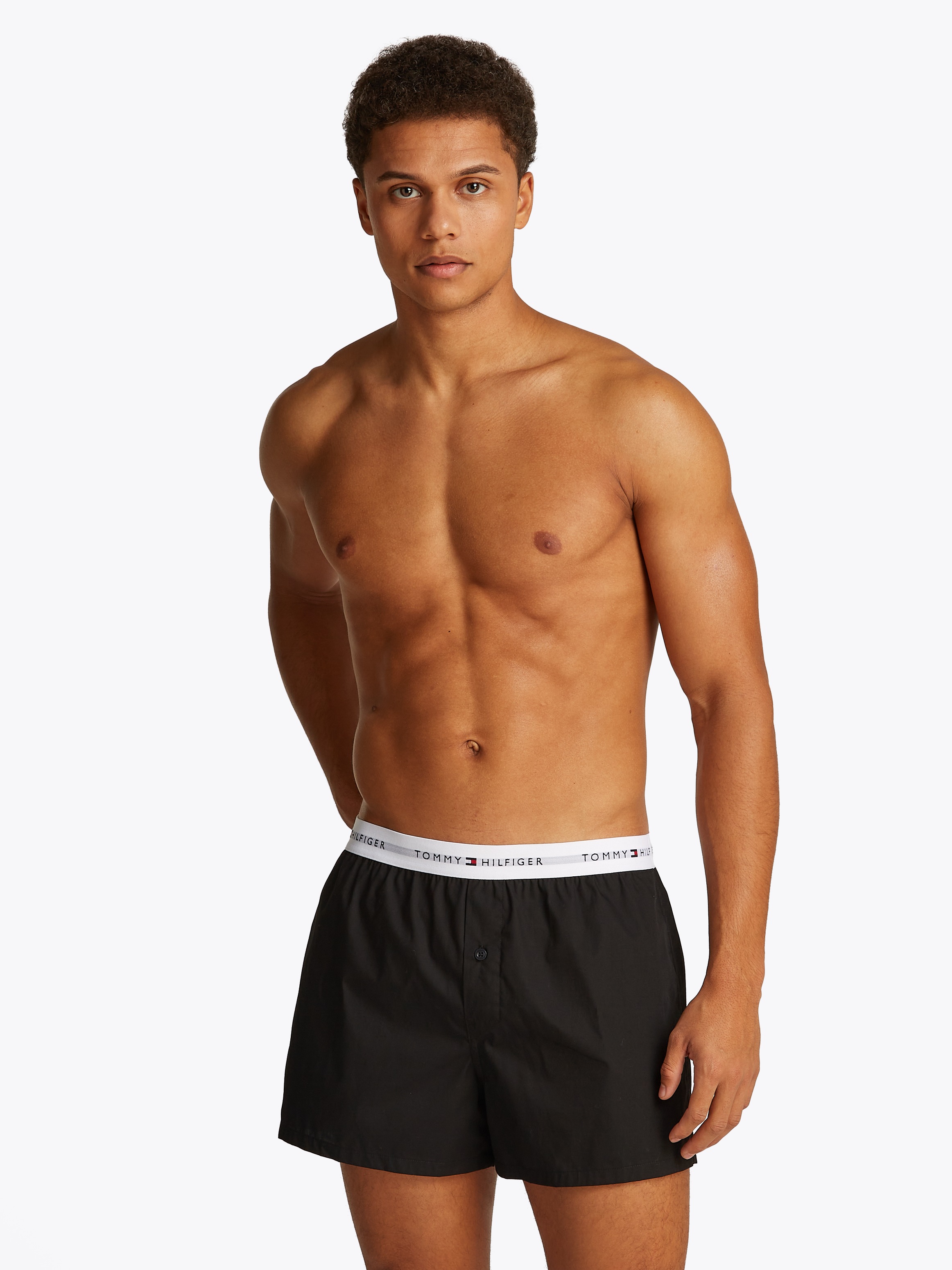 Tommy Hilfiger Underwear Webboxer »2P WOVEN BOXER«, (Packung, 2 St., 2er), mit Logobund