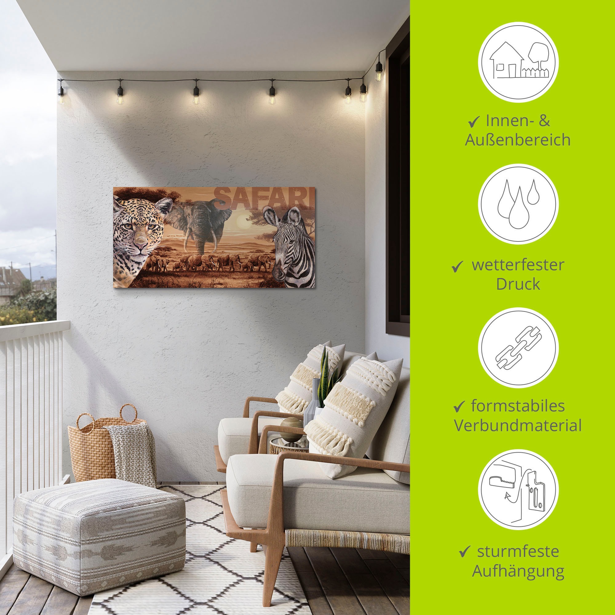 Artland Wandbild »Safari«, Wildtiere, (1 St.), als Alubild, Outdoorbild, Leinwandbild, Wandaufkleber, versch. Größen