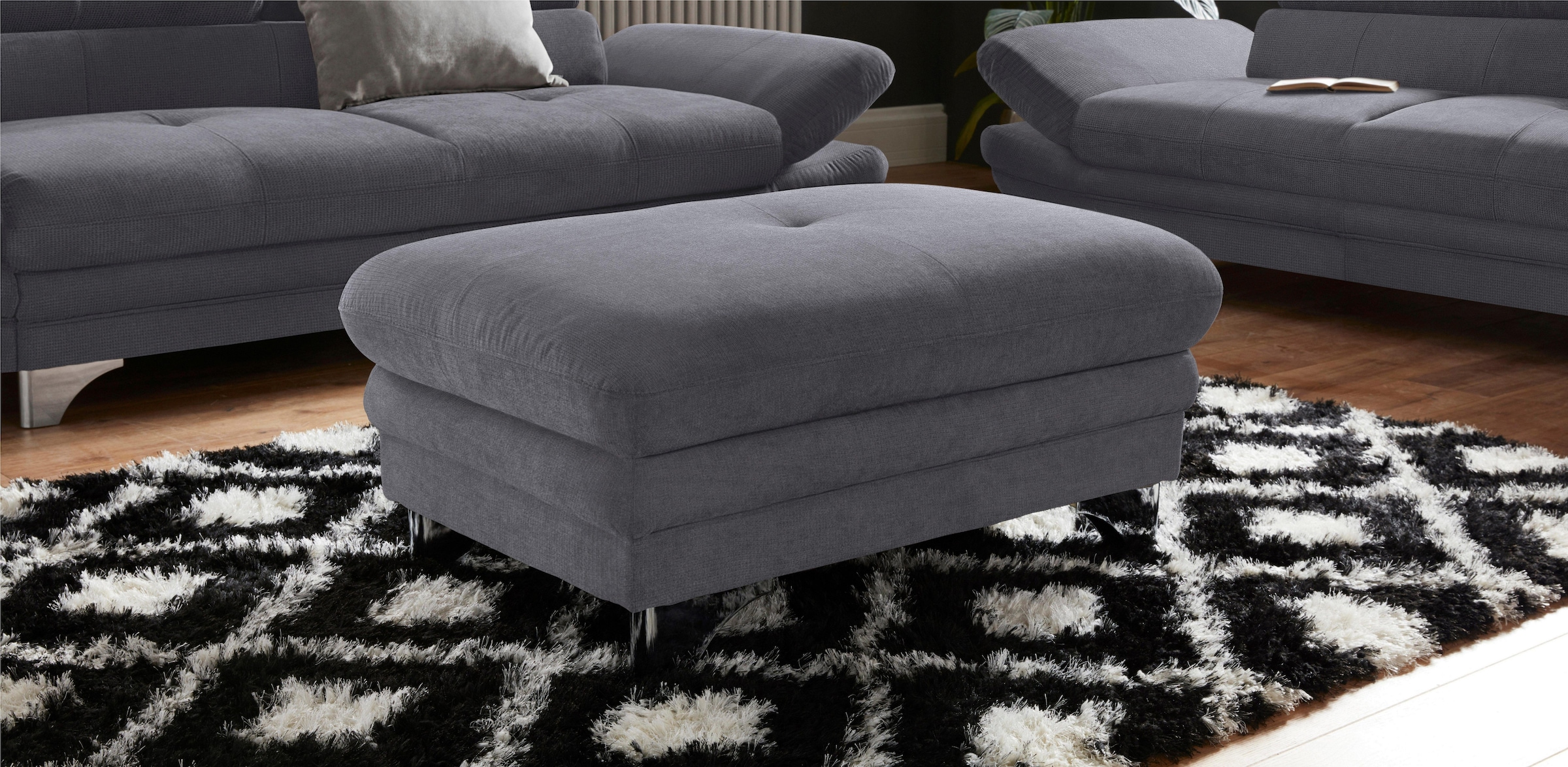 COTTA Polstergarnitur »Enterprise«, (Set), Set bestehend aus: 2-Sitzer mit Kopfteilverstellung & Hocker