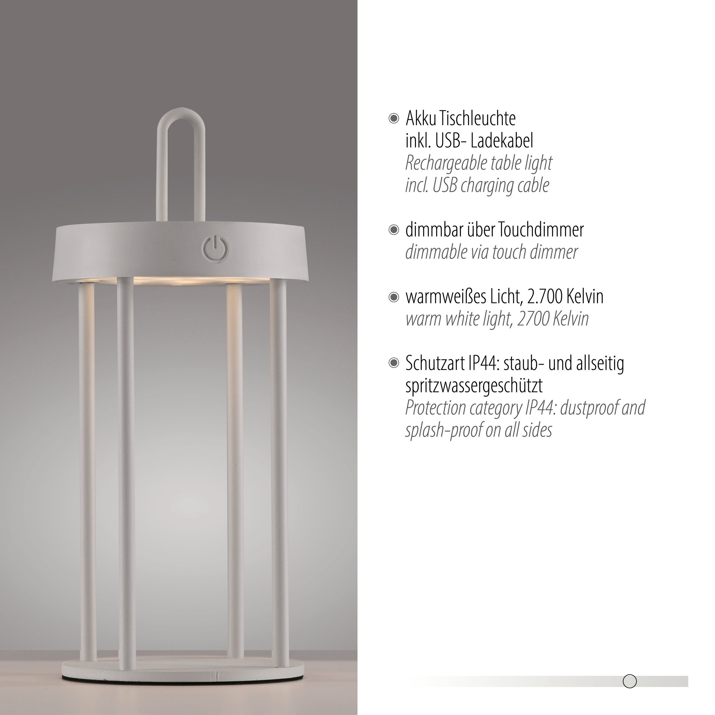 JUST LIGHT Tischleuchte »ANSELM«, 1 flammig, Leuchtmittel LED-Modul | LED fest integriert, Akkuleuchte