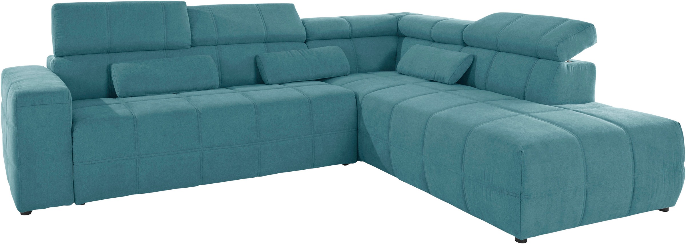 DOMO collection Ecksofa »Brandon L-Form, auch in Leder«, inklusive Kopfteilverstellung, wahlweise mit Sitztiefenverstellung