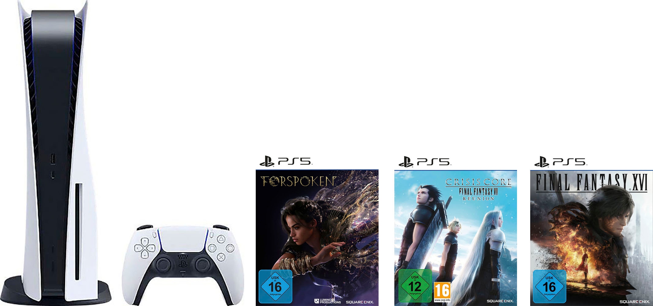 Bild von PlayStation 5 Konsolen-Set »PS5 Disk Konsole + FF16 + Forspoken + Crisis Core FF VII«