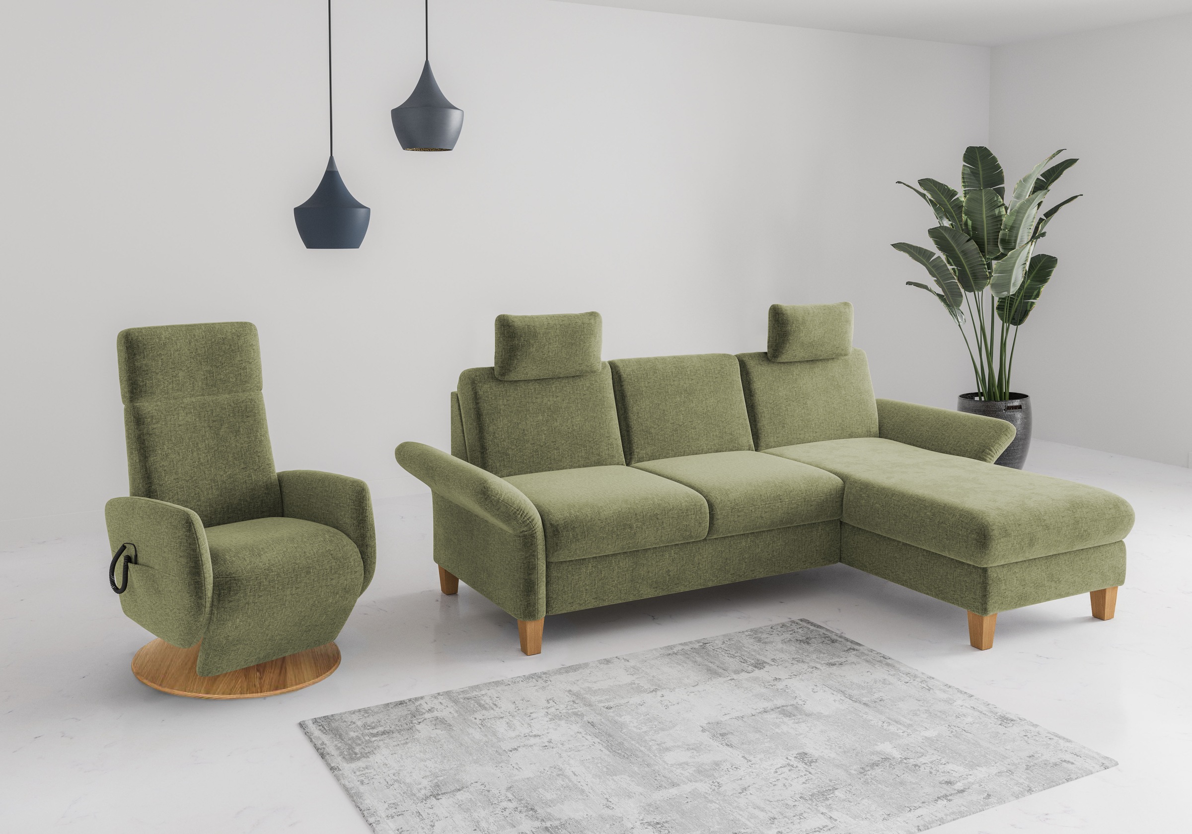 Home affaire Ecksofa »Rochelle«, wahlweise mit Armlverstellung, Klappbett mit Rollen & Bettkasten