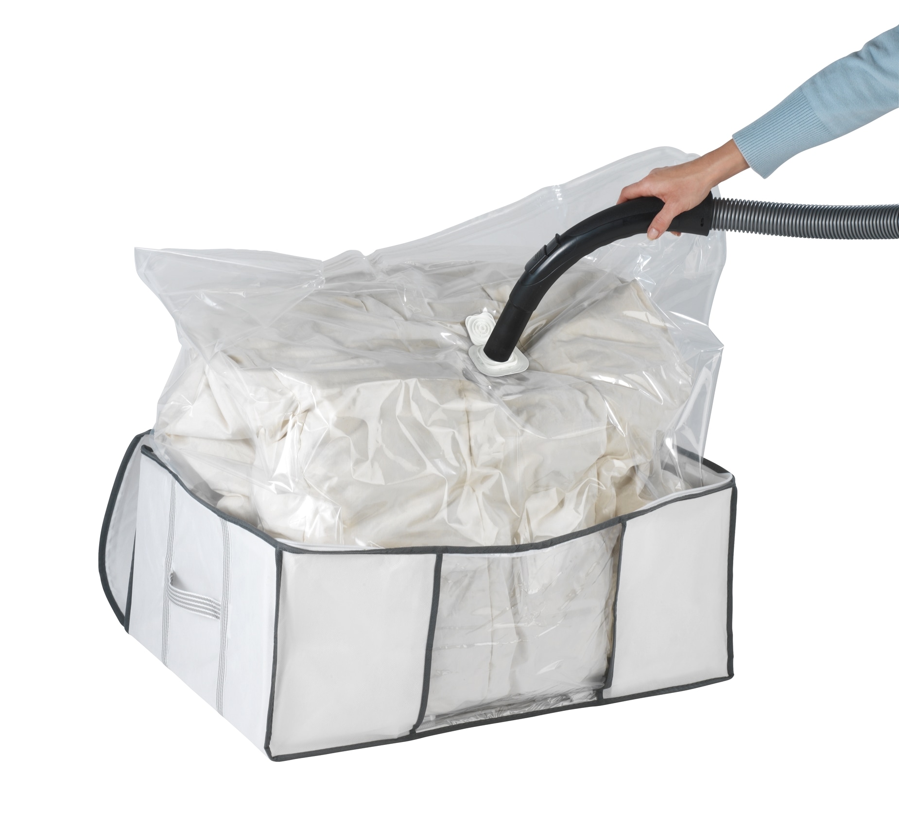 WENKO Unterbettkommode »Vakuum Soft Box L«, integrierte Vakuum-Tasche & Blitzventil, bis zu 75 % Platzersparnis