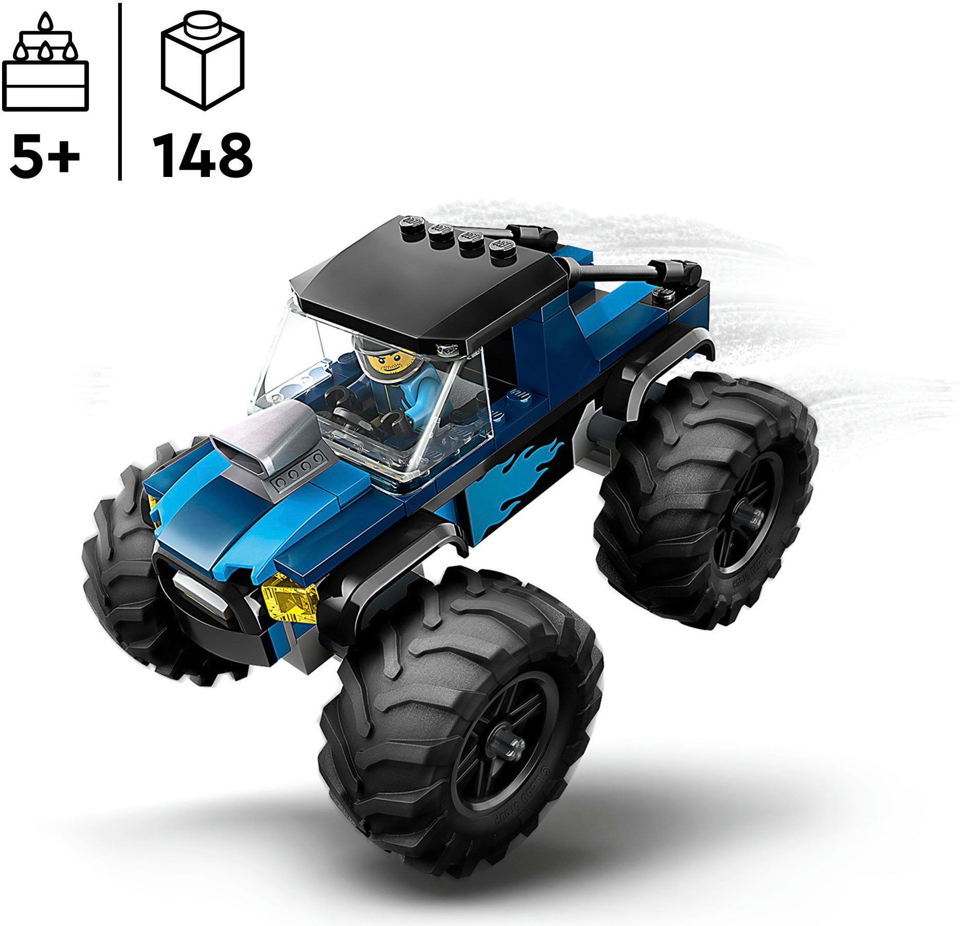 LEGO® Konstruktionsspielsteine »Blauer Monstertruck (60402), LEGO City«, (148 St.), Made in Europe