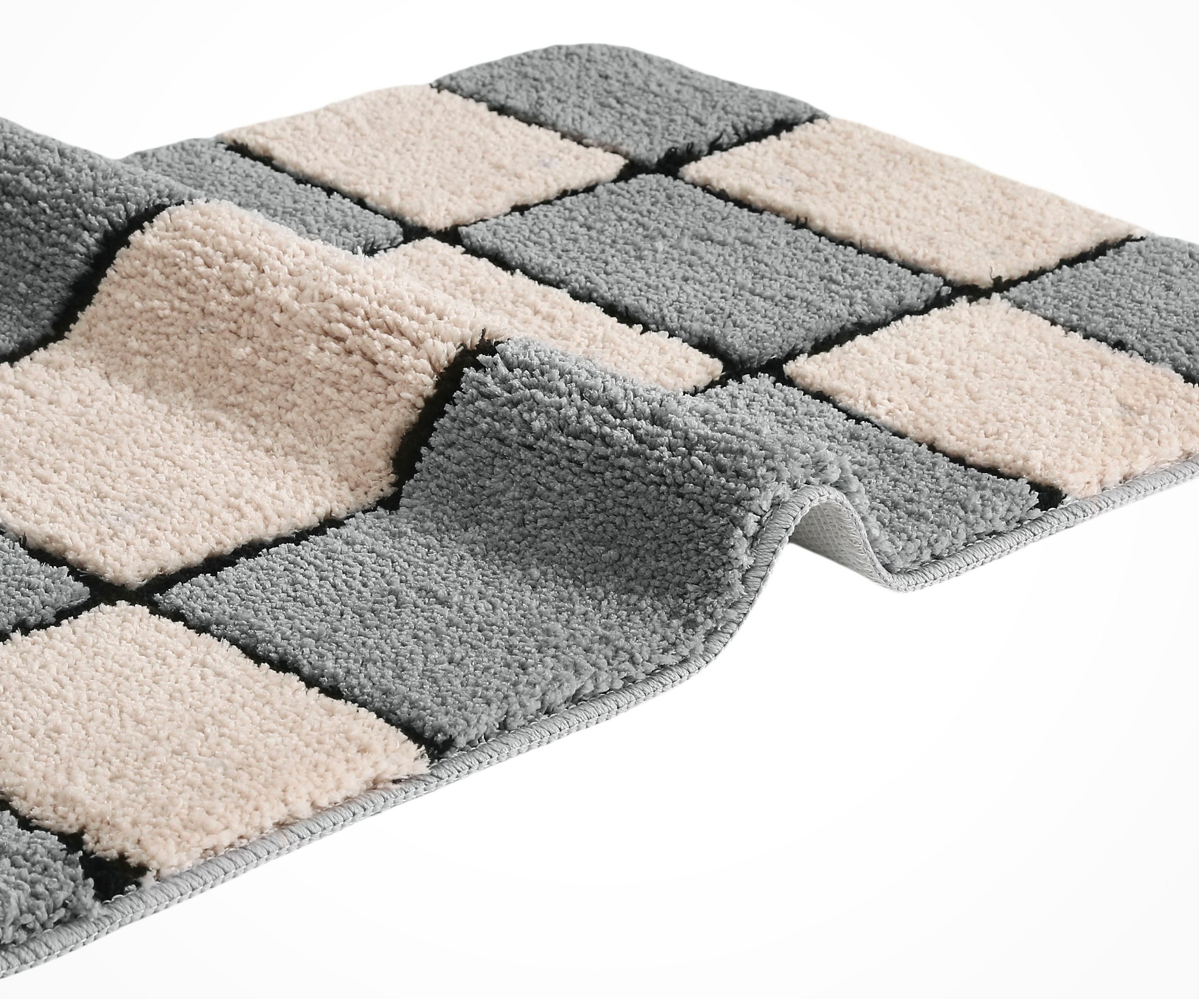 my home Badematte »Melli«, rutschhemmend beschichtet, fußbodenheizungsgeeignet, Badteppich, mit Muster, karierte Badematte