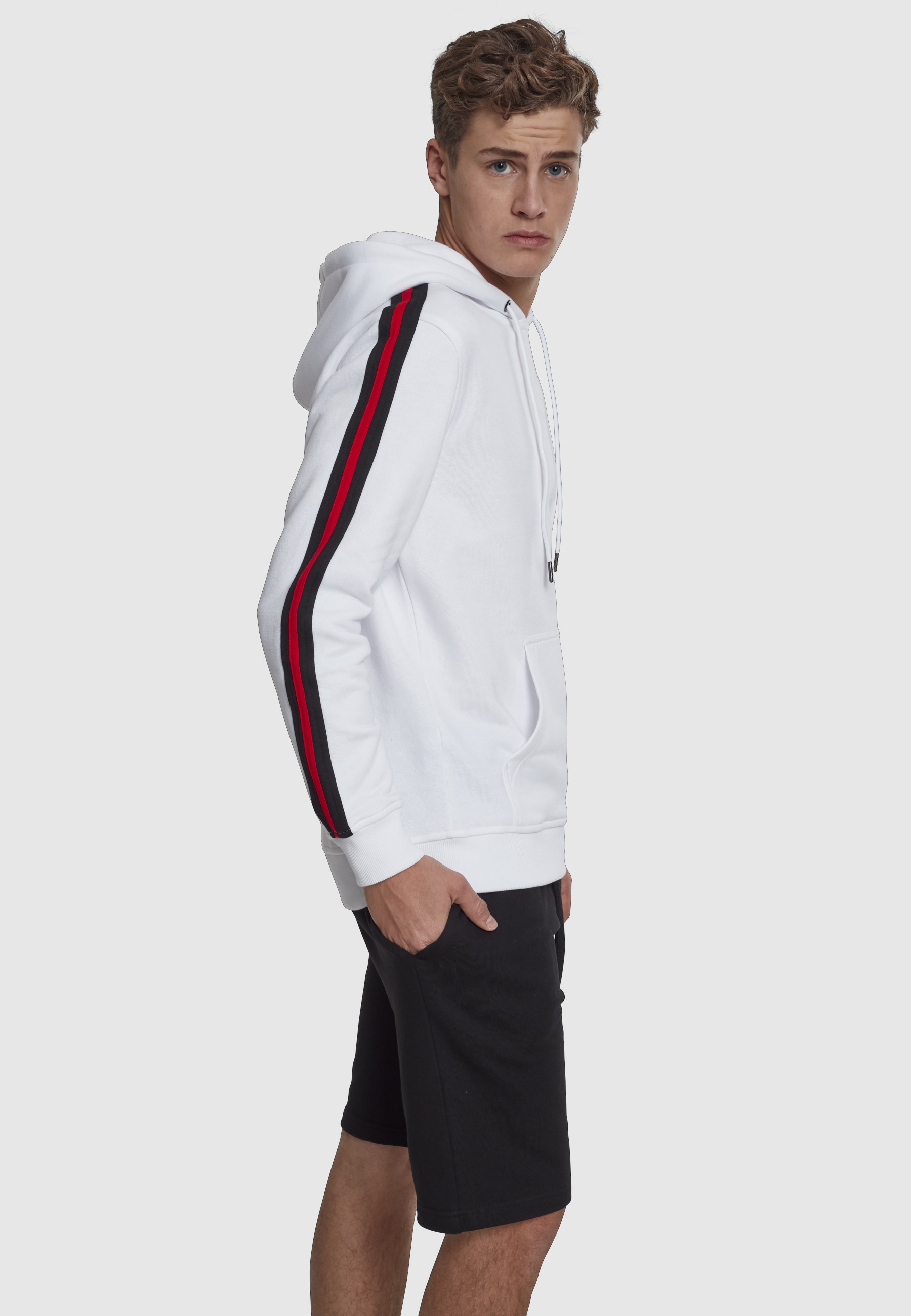 URBAN CLASSICS Kapuzenpullover »Urban Classics Herren Stripe Shoulder Hoody« 1 Stk.