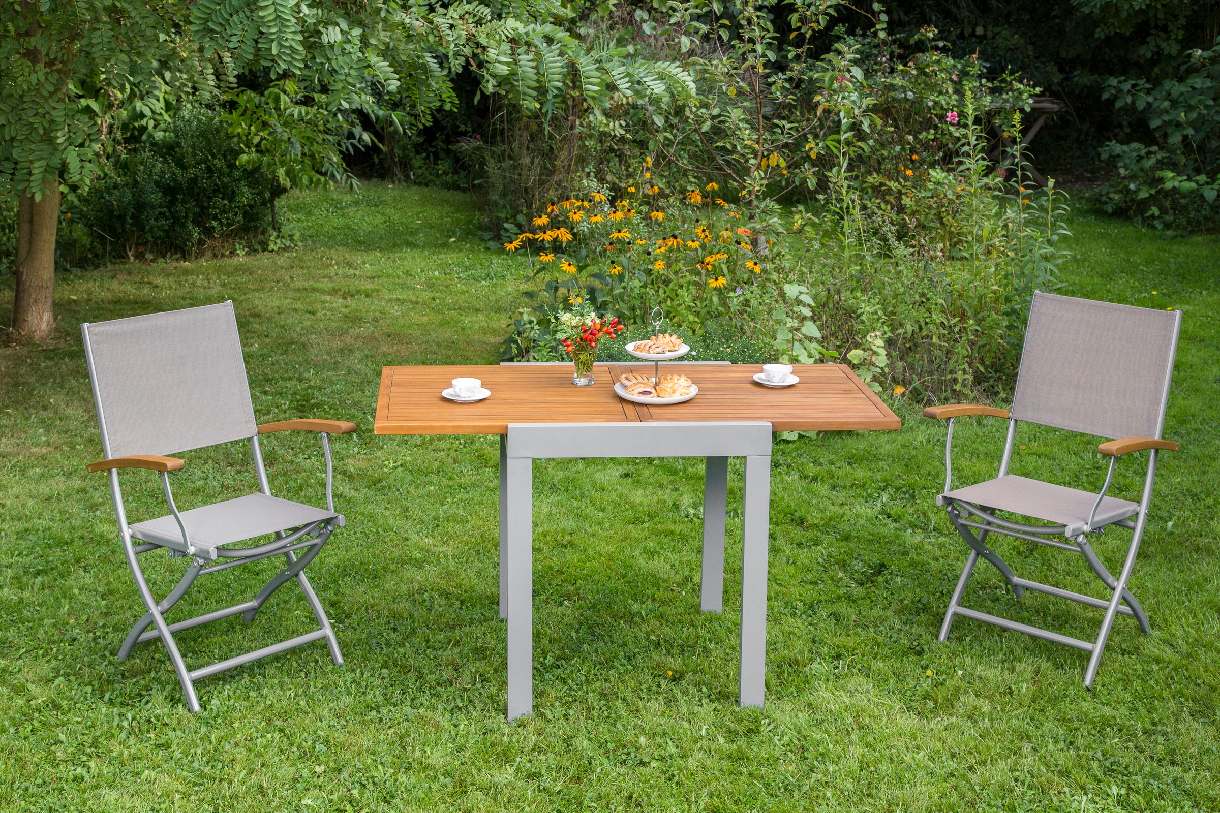 MERXX Balkonset »Naxos« Set, 3 Stk. tlg. mit ausziehbaren Tisch (65/130x65 günstig online kaufen