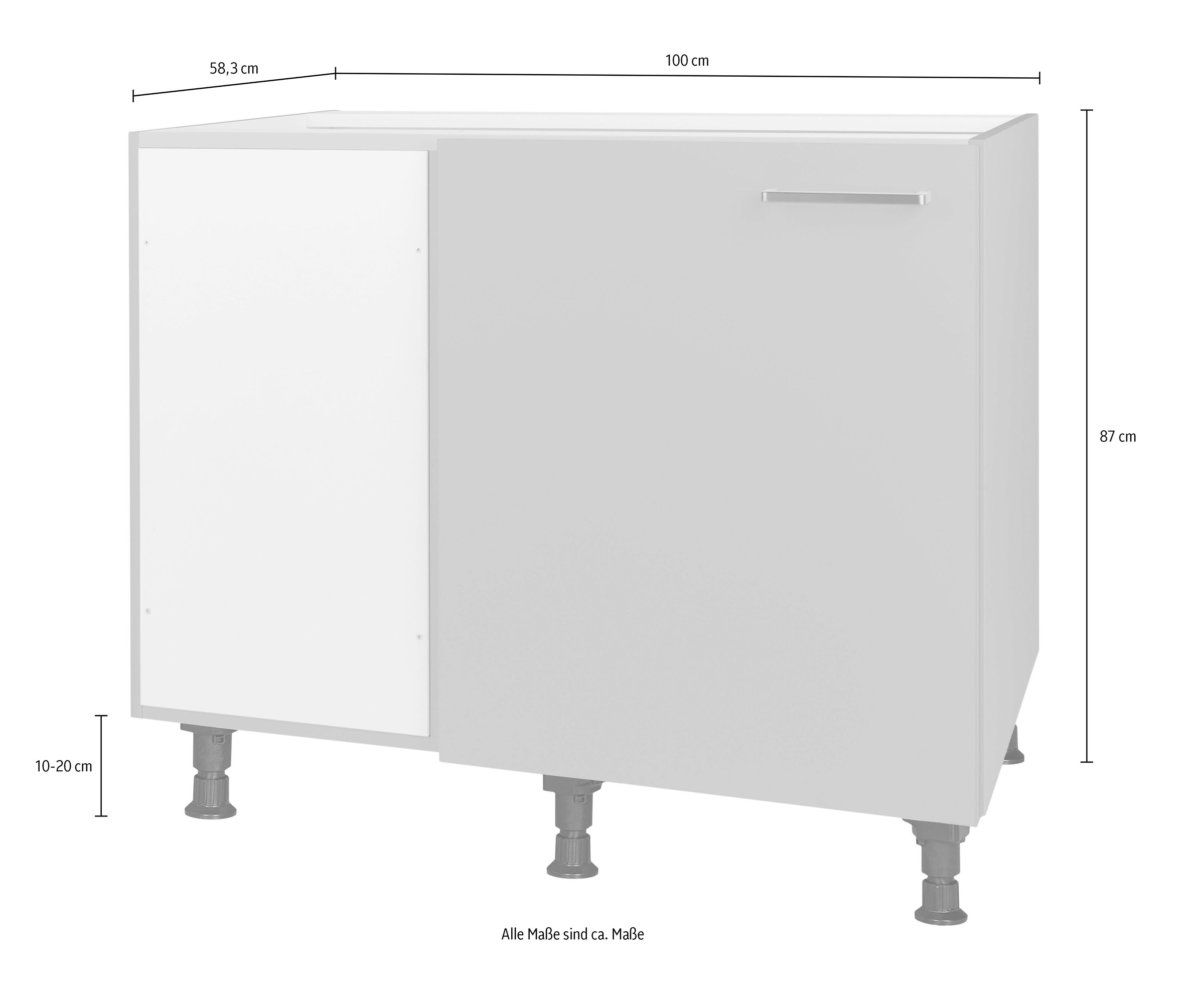 nobilia® Eckunterschrank »"Touch", vormontiert« mit höhenverstellbaren Sockelfüßen, Breite 100 cm