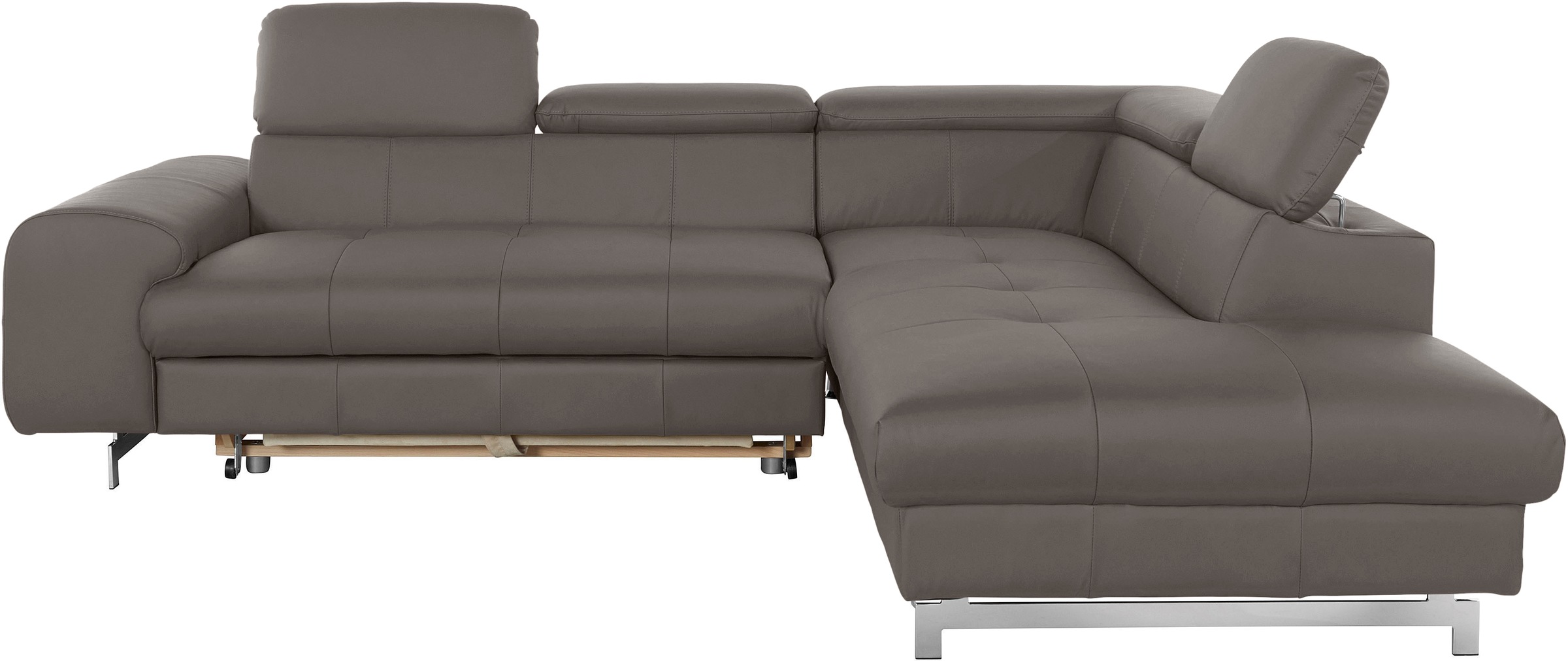 COTTA Ecksofa »Chef L-Form«, mit Kopfteilverstellung, edle Metallkufen, wahlweise mit Bettfunktion