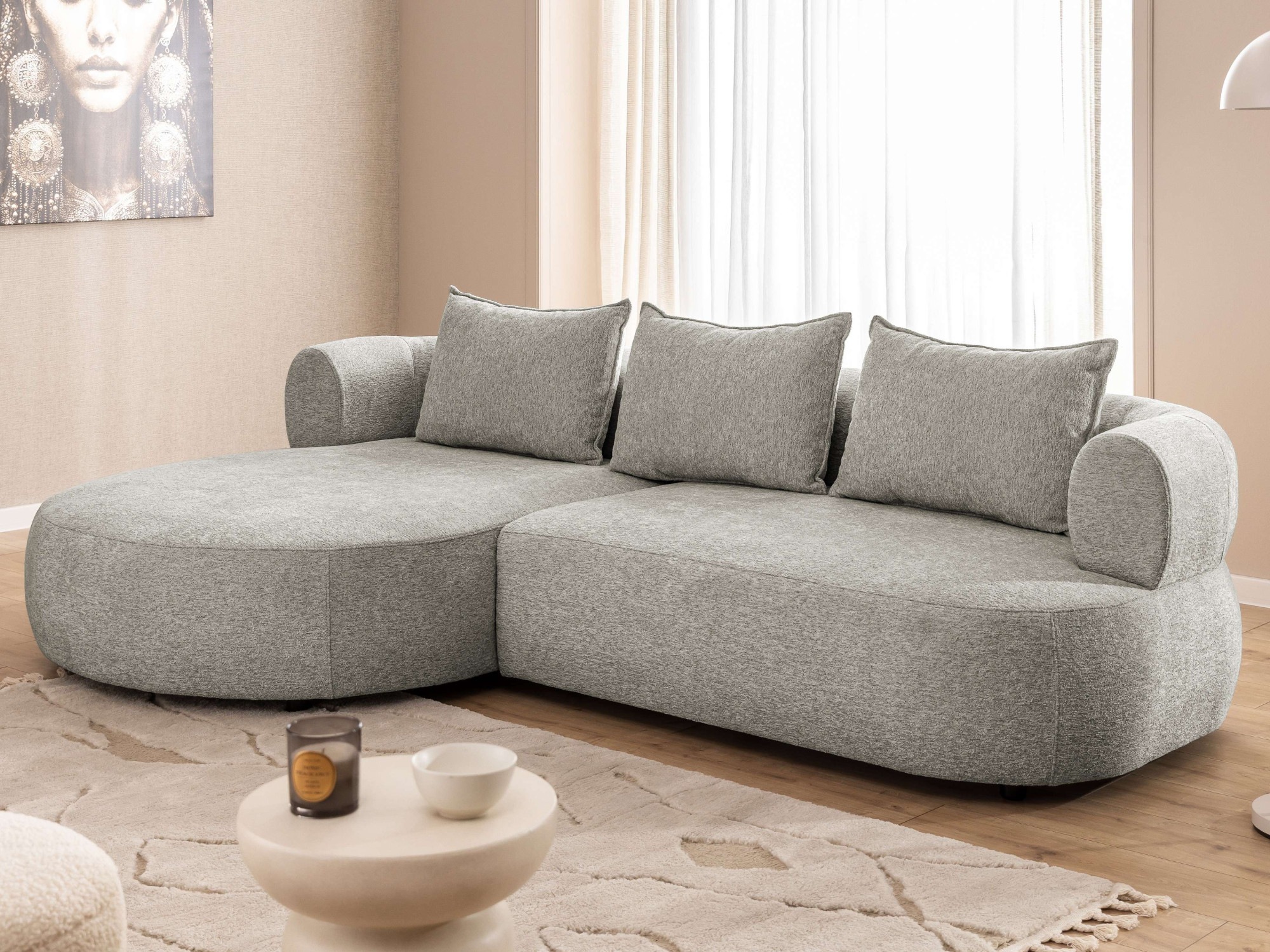 Home affaire Ecksofa »LUSSAC L-Form Design-Sofa mit Zierkissen, Maße B/T/H: günstig online kaufen