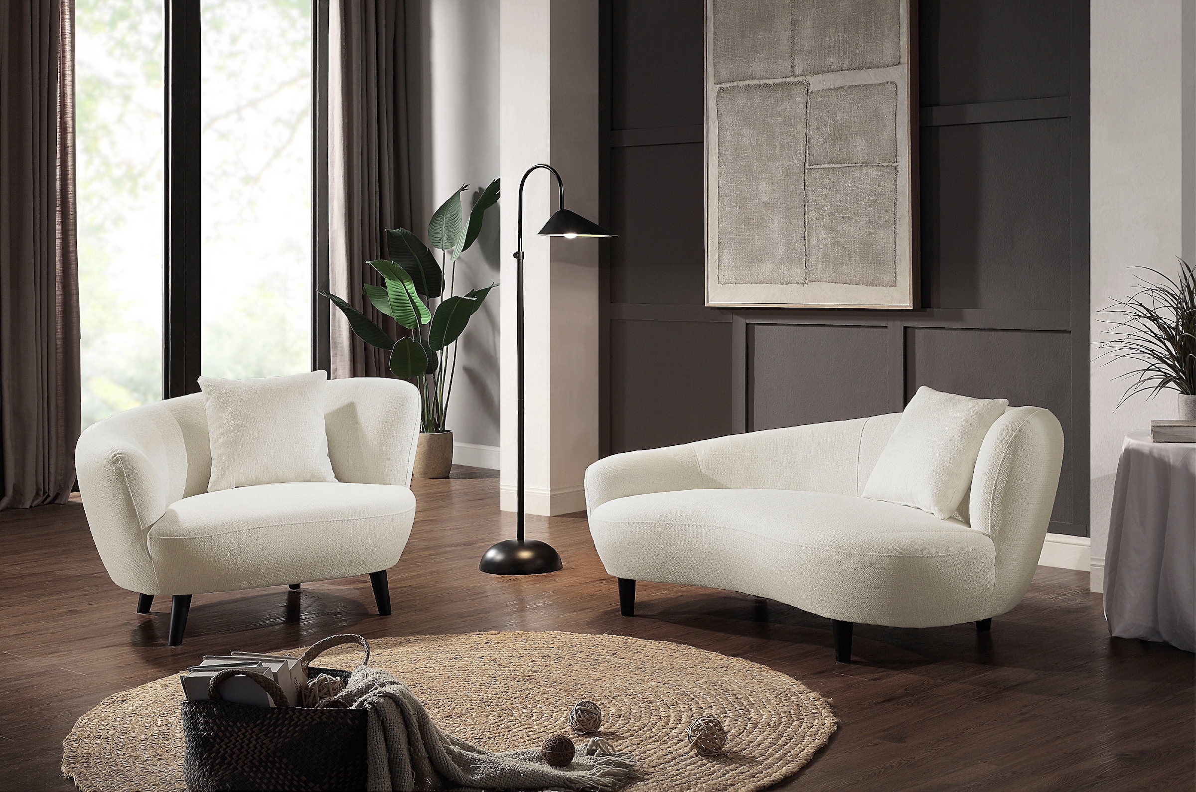 ATLANTIC home collection Chaiselongue Rechnung auf Zierkissen Nierenform-Sofa Originalbezug im »Olivia«, mit kaufen