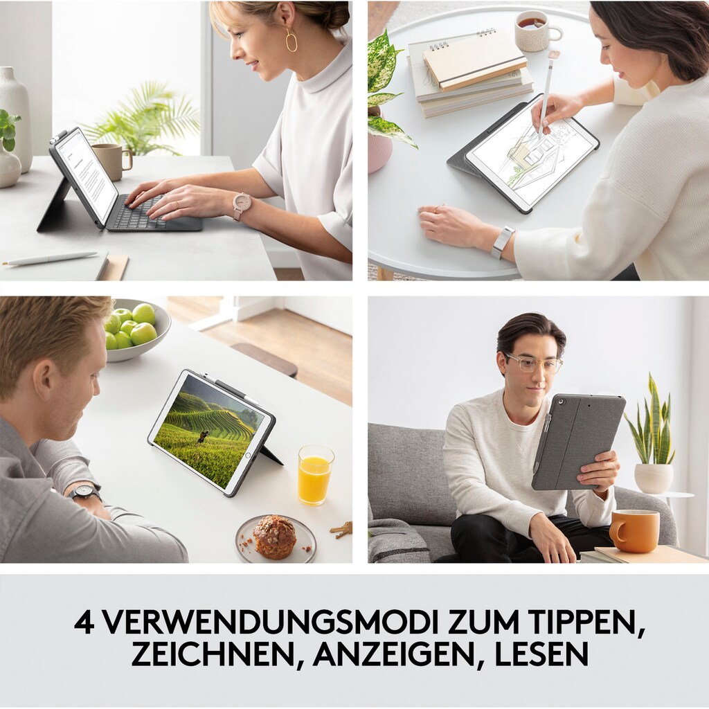 Logitech ergonomische Tastatur »Combo Touch Case mit Trackpad für iPad (7., 8. und 9. Generation)«, (Touchpad)