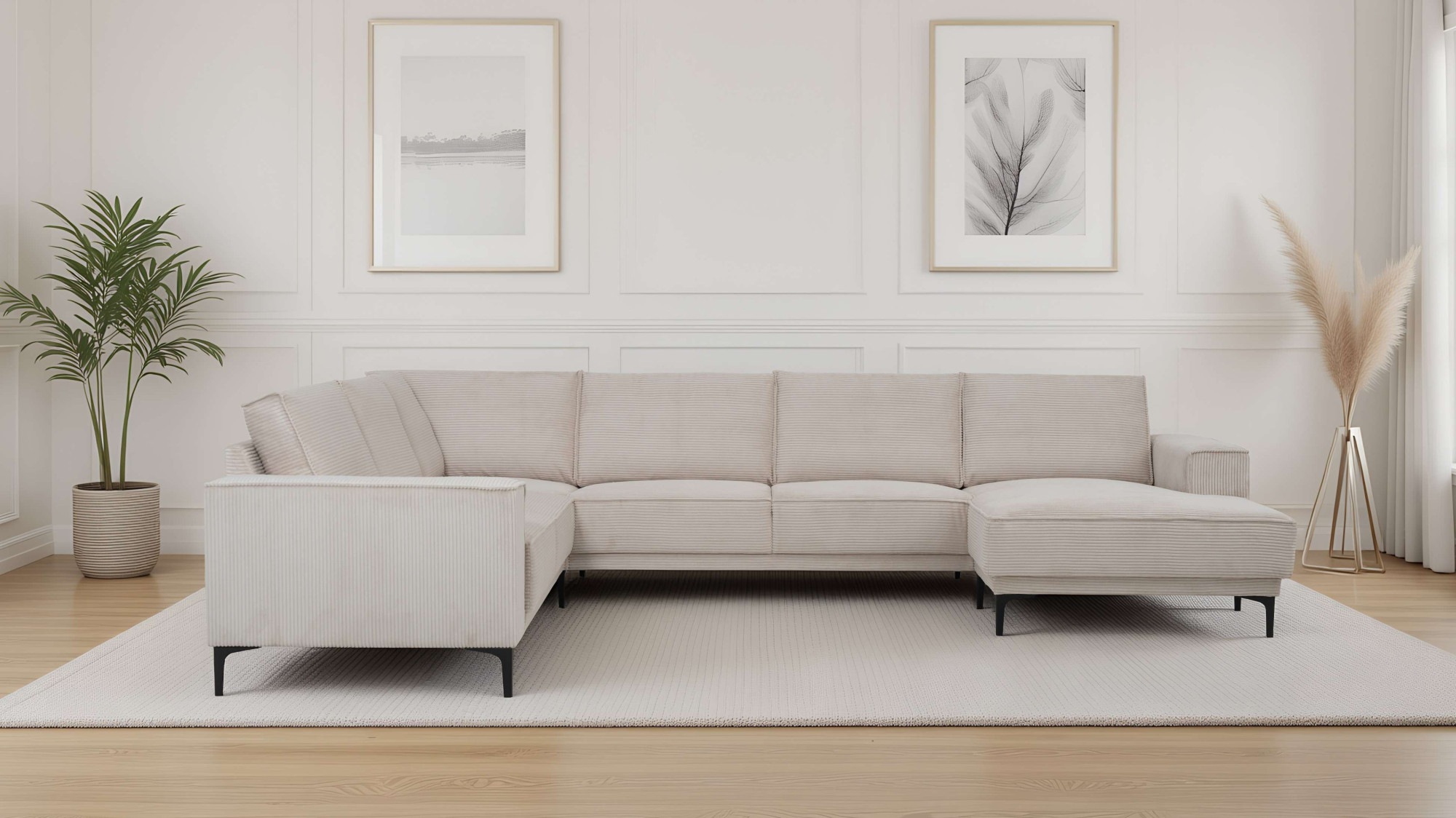 PLACES OF STYLE Wohnlandschaft »XXL Sofa Oland, Struktur, Flachgewebe, Luxu günstig online kaufen