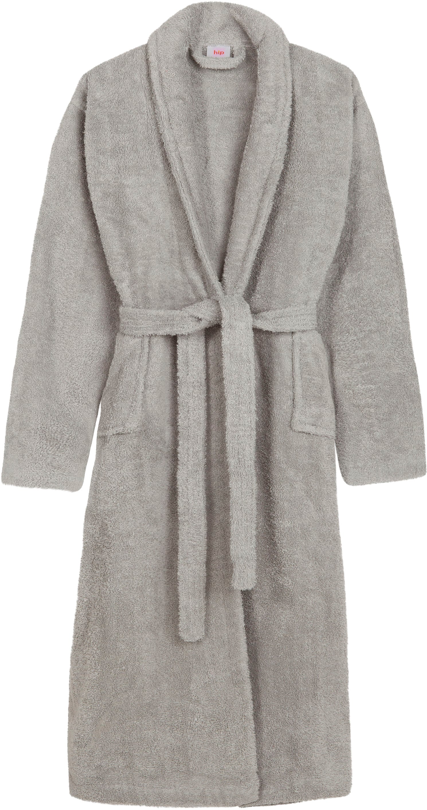hip Bademantel »Hip Bathrobe uni«, (Packung, 1 St., 1x Bademantel), Schalkragen, Gürtel, Taschen, Damen & Herren, Velours, Glanz