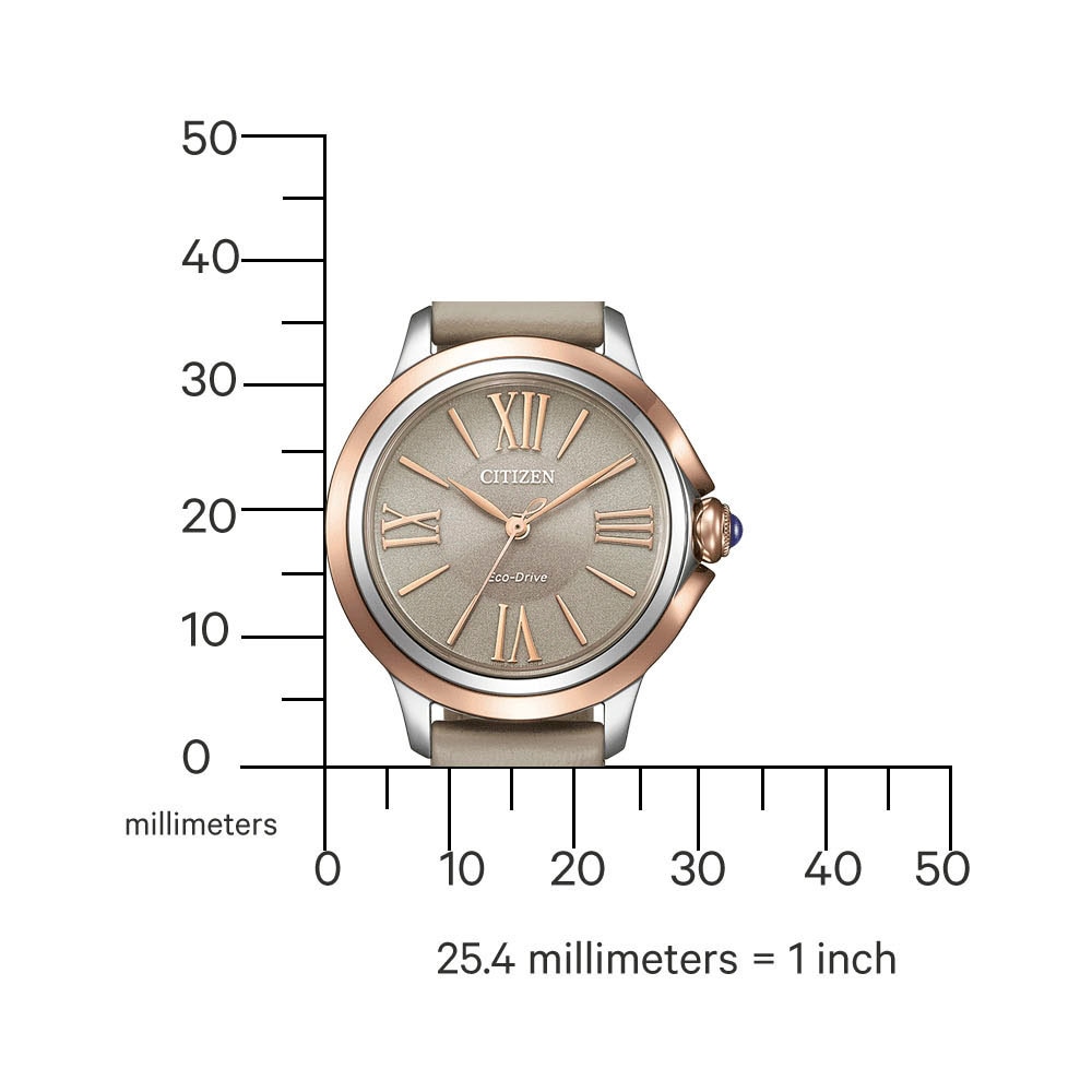 Citizen Solaruhr »Citizen L«, Armbanduhr, Damenuhr, Lederarmband, analog, Batterie-Entladungsanzeige