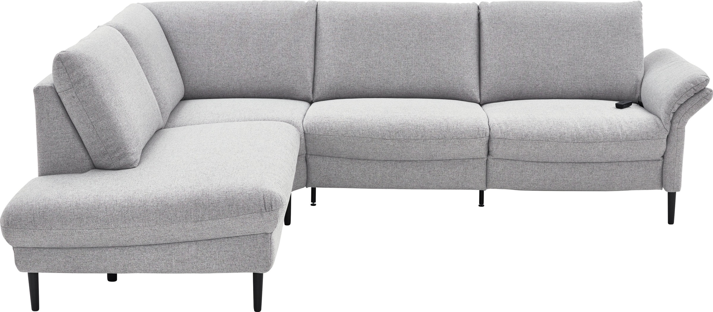 Places of Style Ecksofa »Sarsina: mit Tonnentaschen-Federkern, perfekt zum Entspannen L-Form«, inklusive 2 motorischen Relaxfunktionen mit Herz-Waage-Beschlag