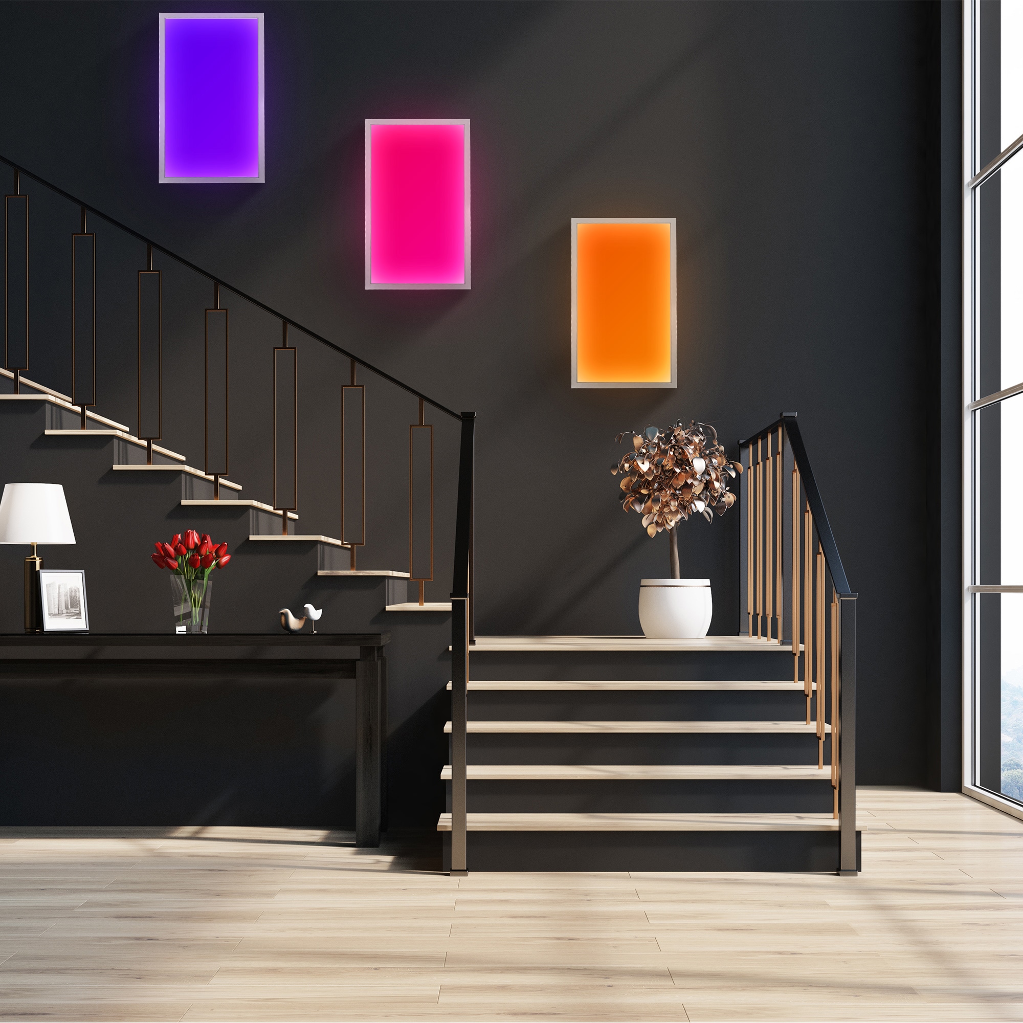 Panel, Fernbedienung Farbtemp. auf stufenlos B.K.Licht RGB, einstellbar, flammig-flammig, dimmbar, 1 bestellen Deckenleuchte, Raten