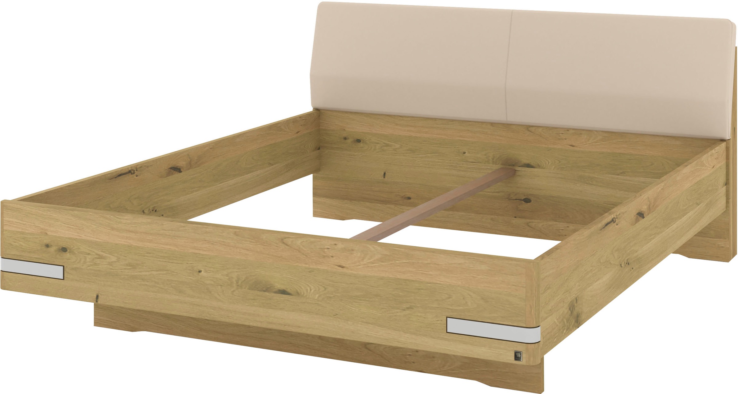 Musterring Holzbett »Savona«, (Belastbarkeit 220 Kg, 4-fache Liegehöhenverstellung, MADE IN GERMANY), Kopfteil Kunstleder Champagner, Details in Chrom, verschiedene Größen