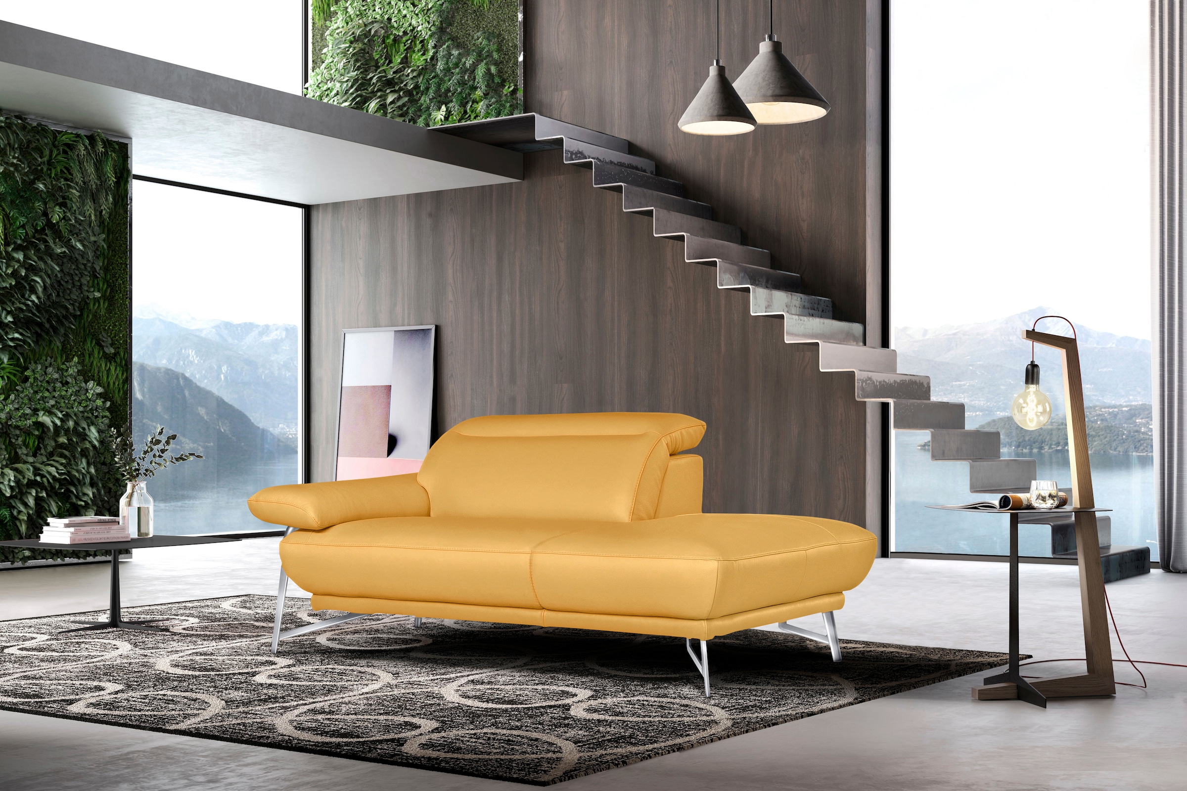 Egoitaliano Ottomane »Anais, Designsofa mit hohem Sitzkomfort, Designfuß«, Solitärmöbel als Blickfang, inkl. verstellbarer Kopfstützen