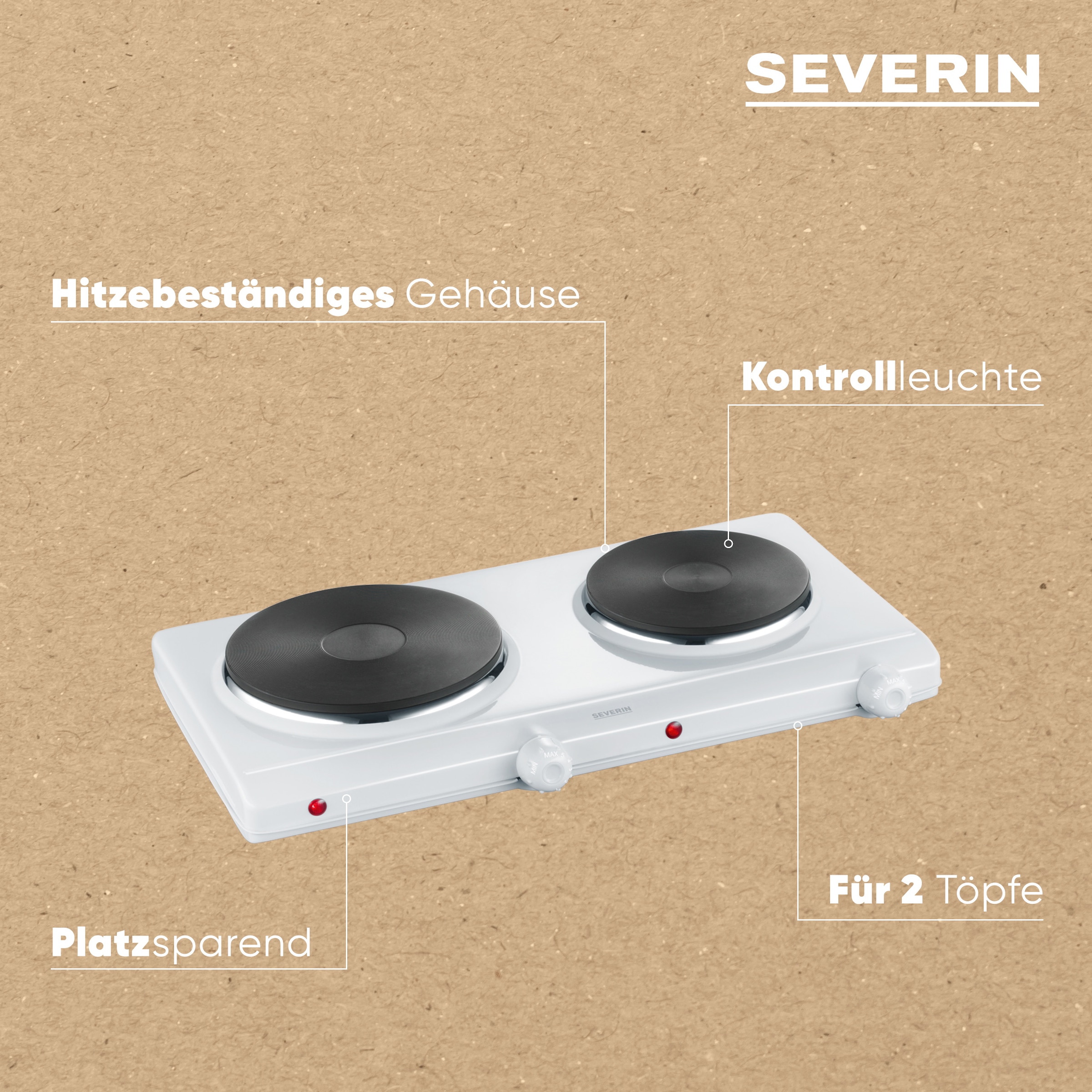 Severin Doppelkochplatte »DK 1042« 2 unabhängige Kochplatten, Kontrollleuchte, hitzebeständige Lackierung