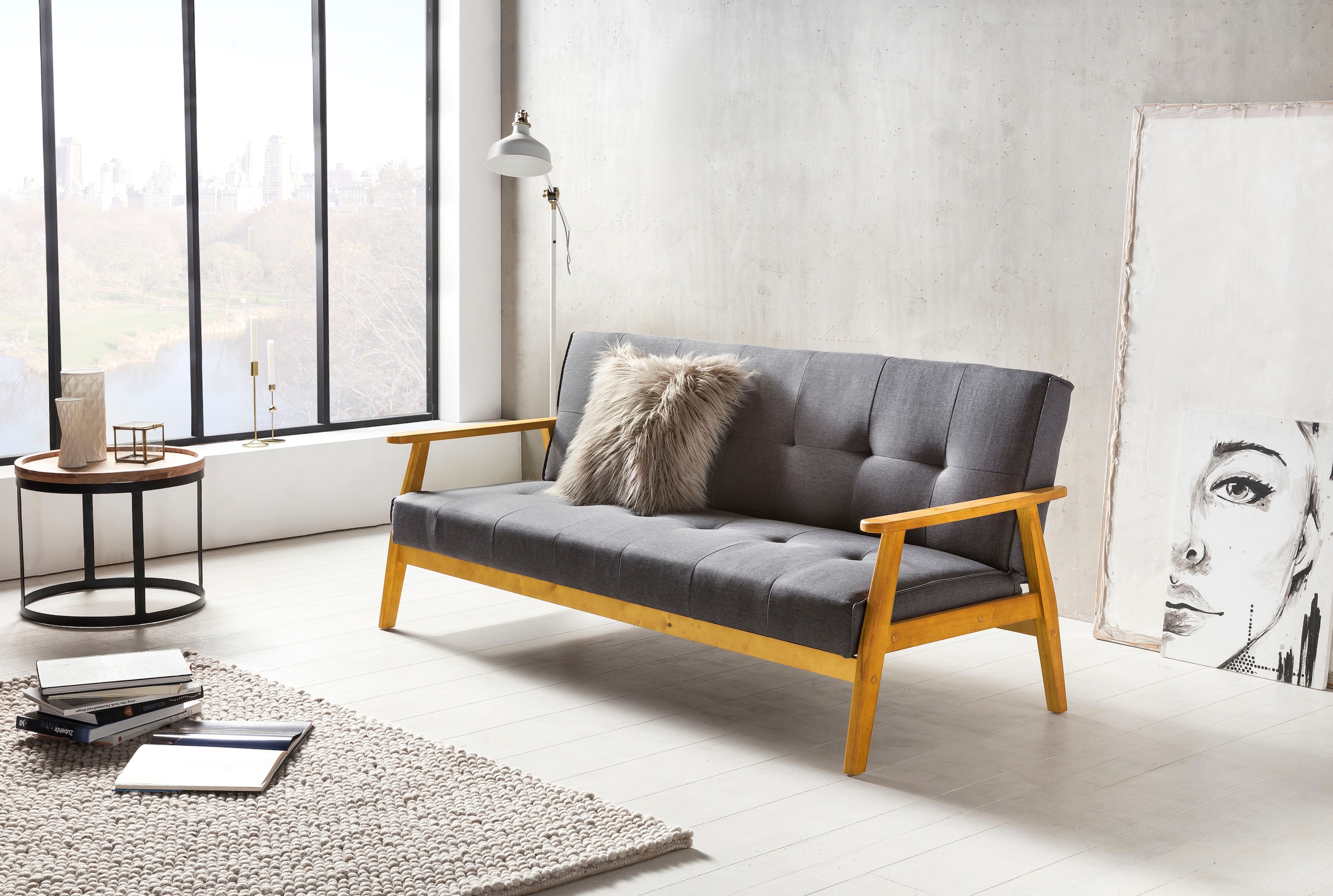 SalesFever Schlafsofa »Skagen, Sofa, 3-Sitzer«, mit Holzgestell, 60° Relax- und Schlaffunktion, Breite 190 cm